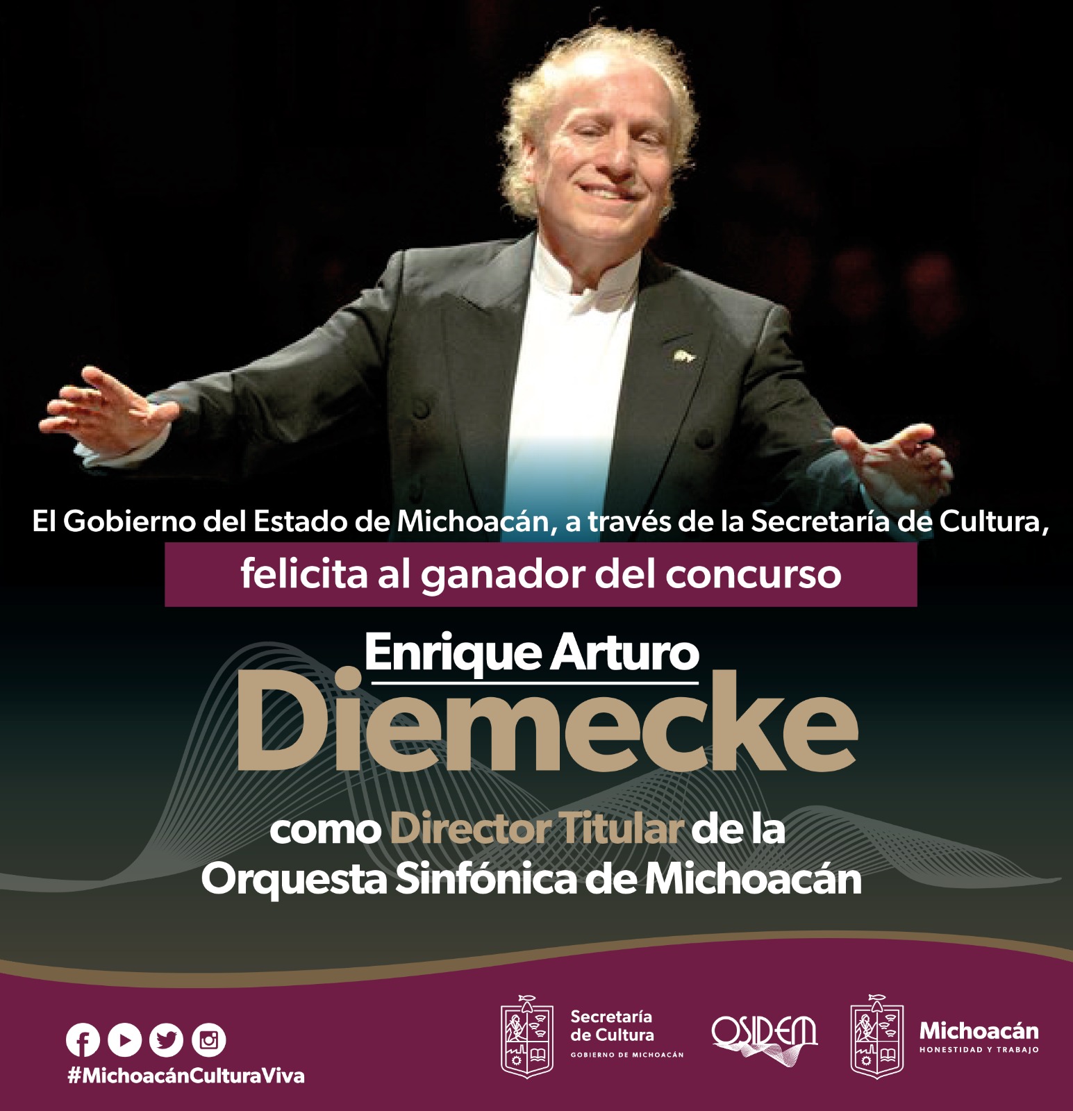 Enrique Diemecke, nuevo director de la OSIDEM