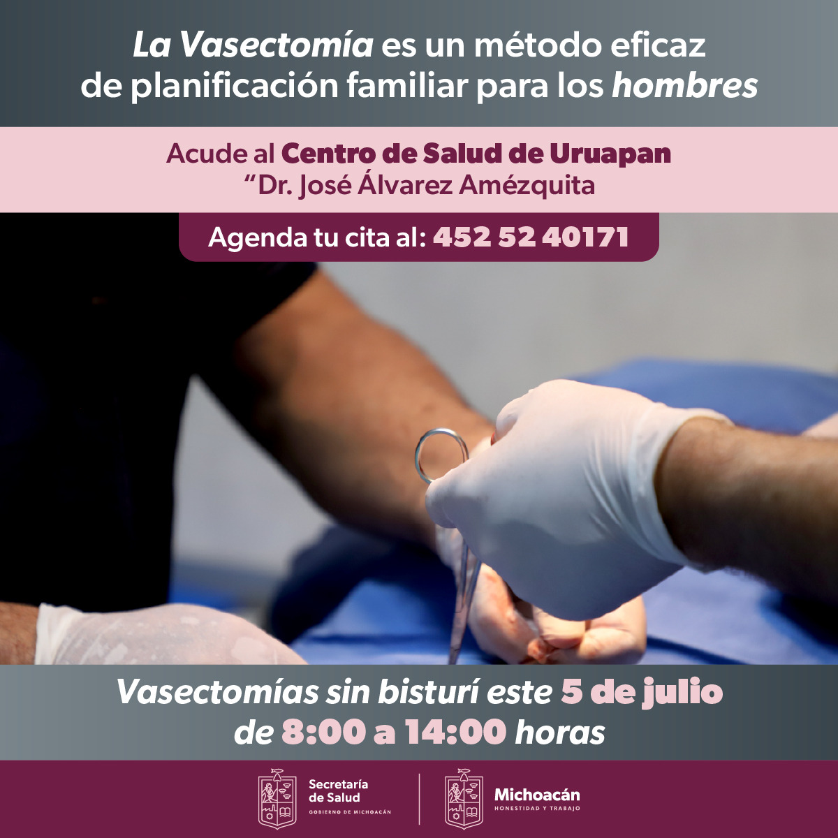 4ta. Jornada de vasectomía sin bisturí en el municipio de Uruapan 4ta. Jornada de vasectomía sin bisturí en el municipio de Uruapan