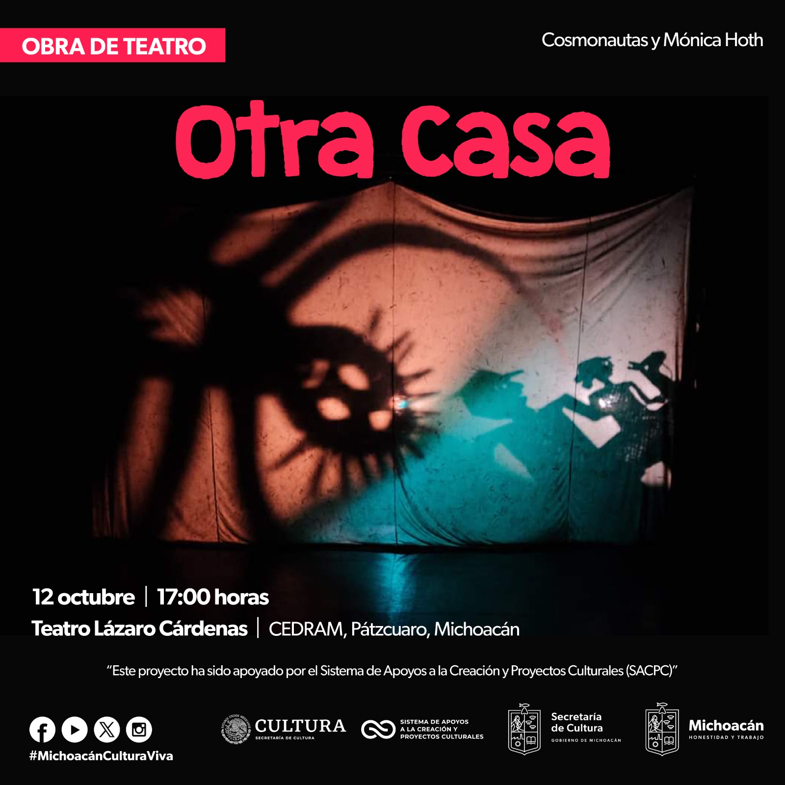 Llega la obra de teatro Otra Casa al Cedram, en Pátzcuaro Llega la obra de teatro Otra Casa al Cedram, en Pátzcuaro