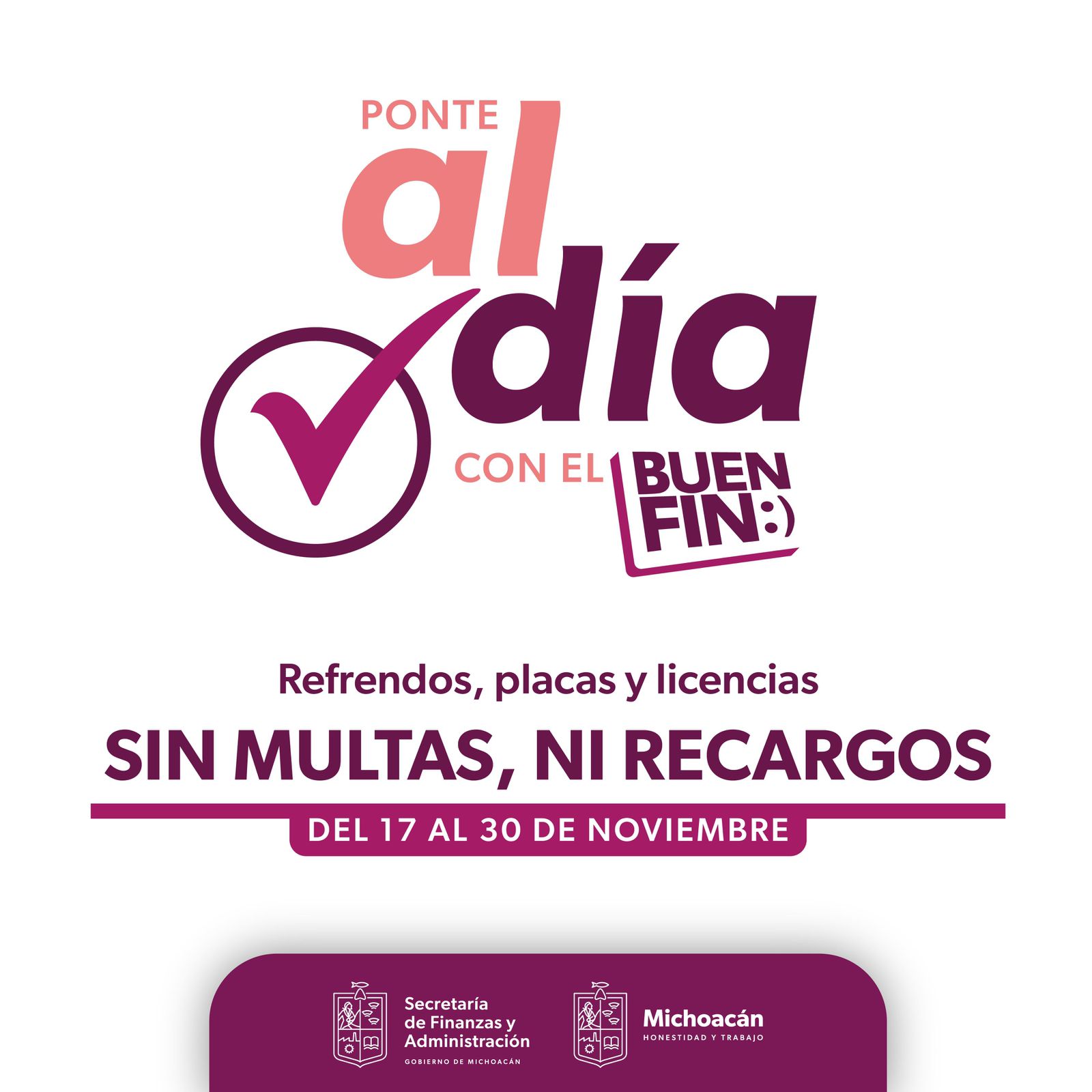 Por Buen Fin, Gobierno de Michoacán condonará 100 % de multas y recargos en trámites vehiculares Por Buen Fin, Gobierno de Michoacán condonará 100 % de multas y recargos en trámites vehiculares