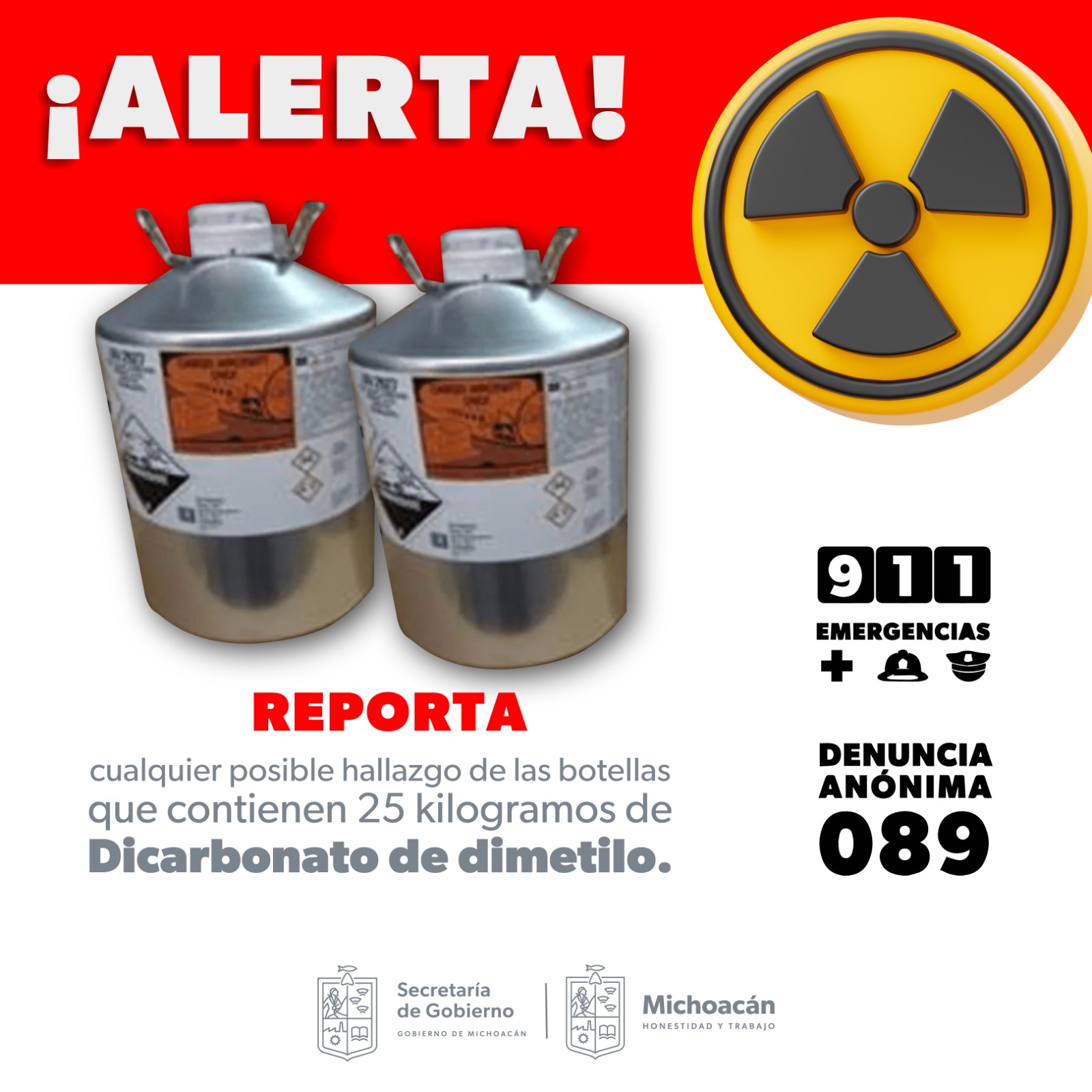 Alerta PC por robo de Velcorin; sustancia es altamente tóxica Alerta PC por robo de Velcorin; sustancia es altamente tóxica