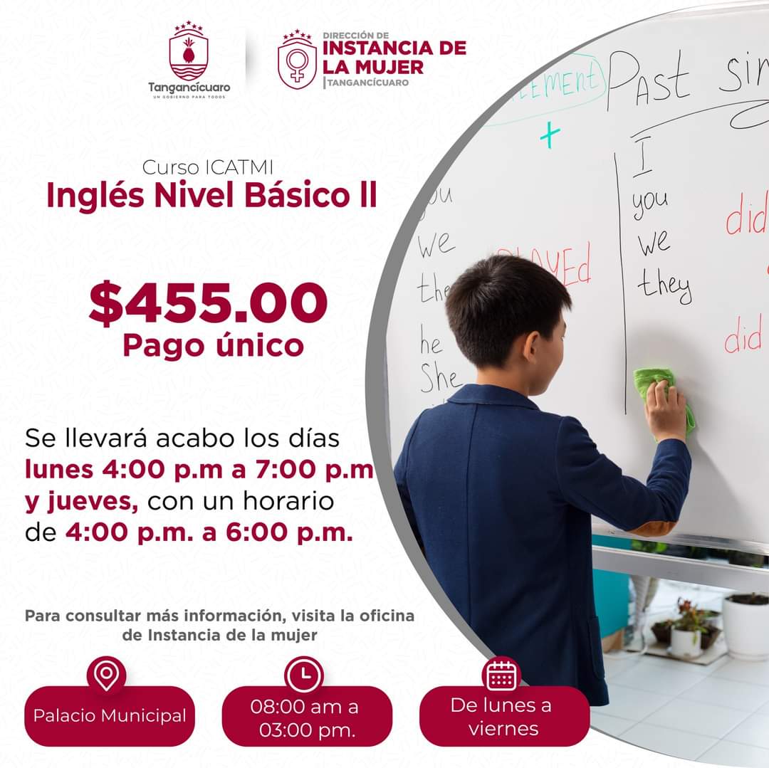 Gobierno de Tangancícuaro convoca a curso de inglés