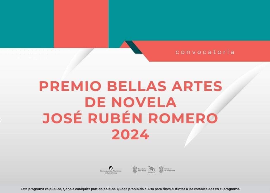 Convocan al Premio Bellas Artes de Novela José Rubén Romero 2024 Convocan al Premio Bellas Artes de Novela José Rubén Romero 2024