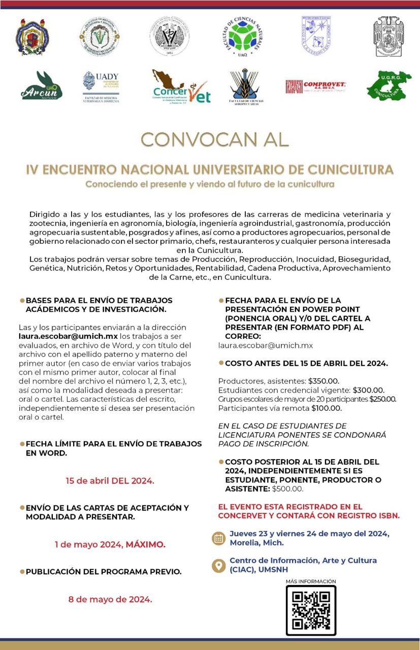 UMSNH sede del Encuentro Nacional Universitario de Cunicultura UMSNH sede del Encuentro Nacional Universitario de Cunicultura