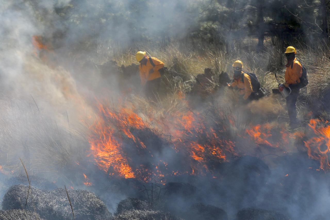 Brigadistas combaten incendio forestal en cerro de la Cruz, en Acutzio Brigadistas combaten incendio forestal en cerro de la Cruz, en Acutzio
