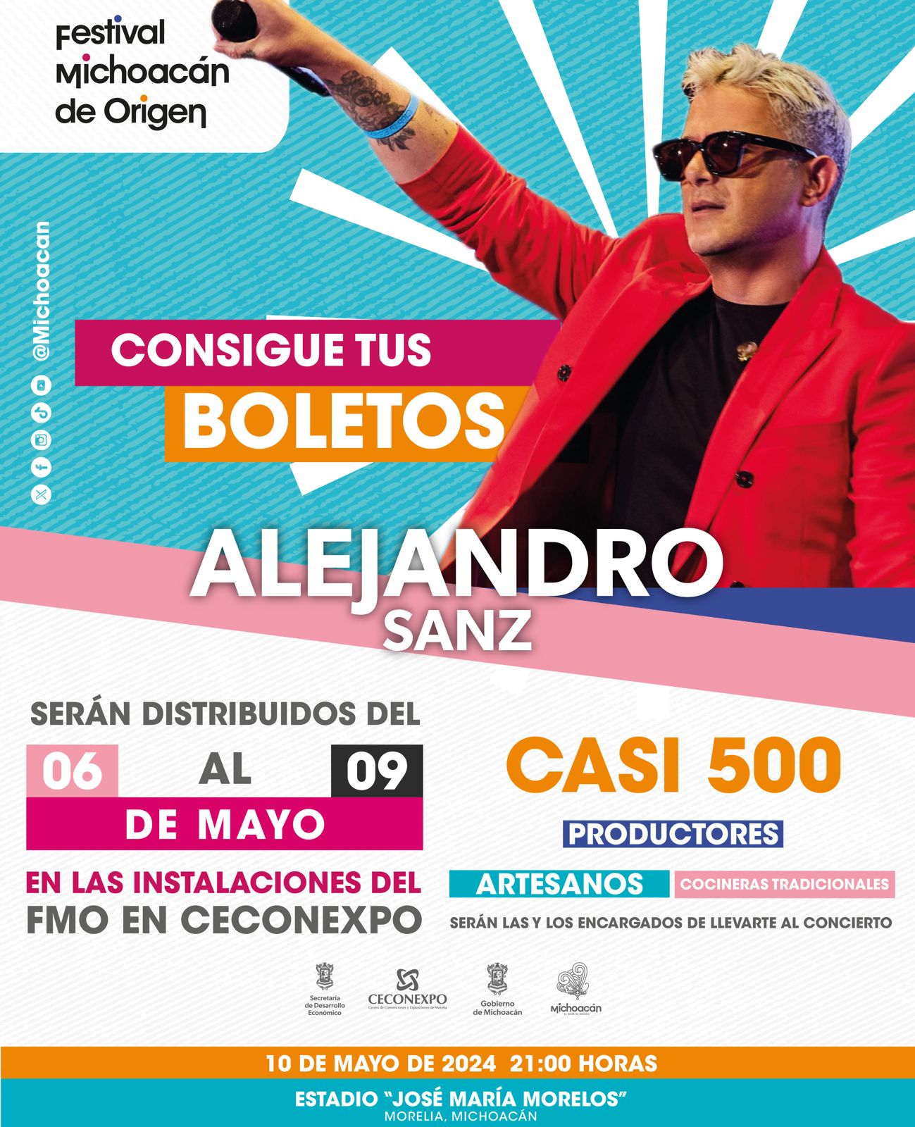 Del 6 al 9 de mayo los boletos de Alejandro Sanz en el FMO