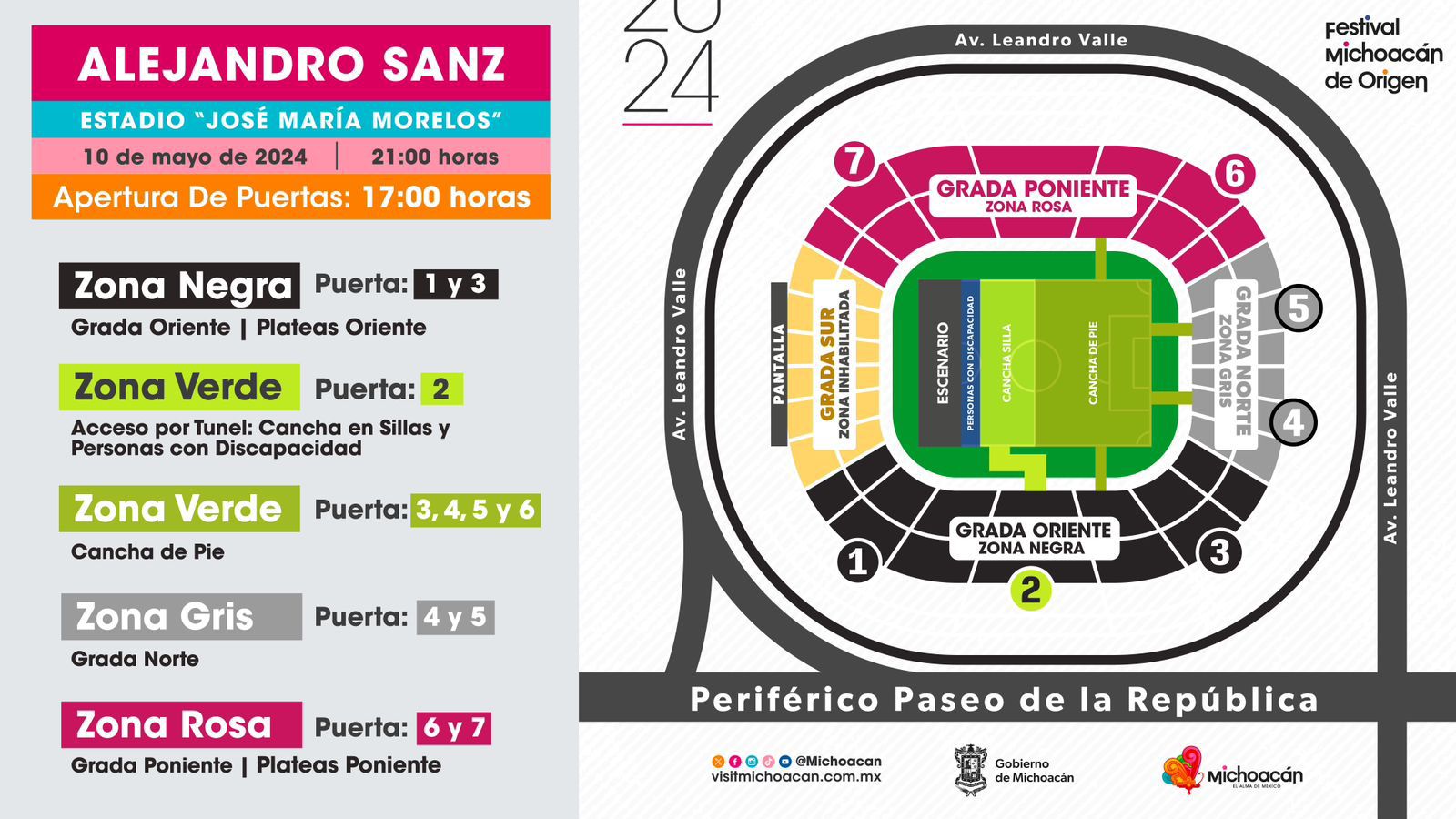 Cómo ubicar tu zona para el concierto de Alejandro Sanz en el Estadio Morelos