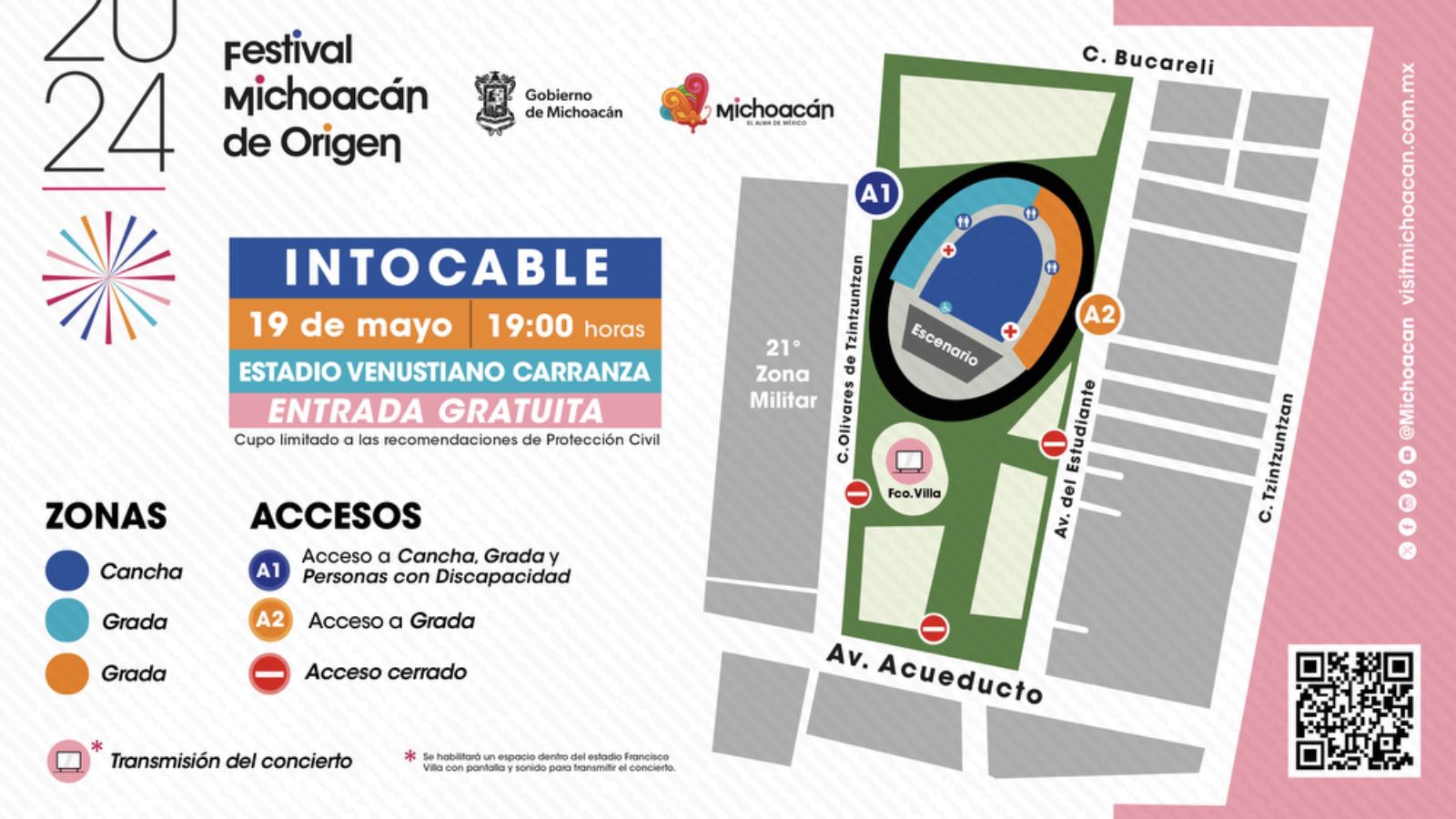 Accesos en el Venustiano para el concierto de Intocable