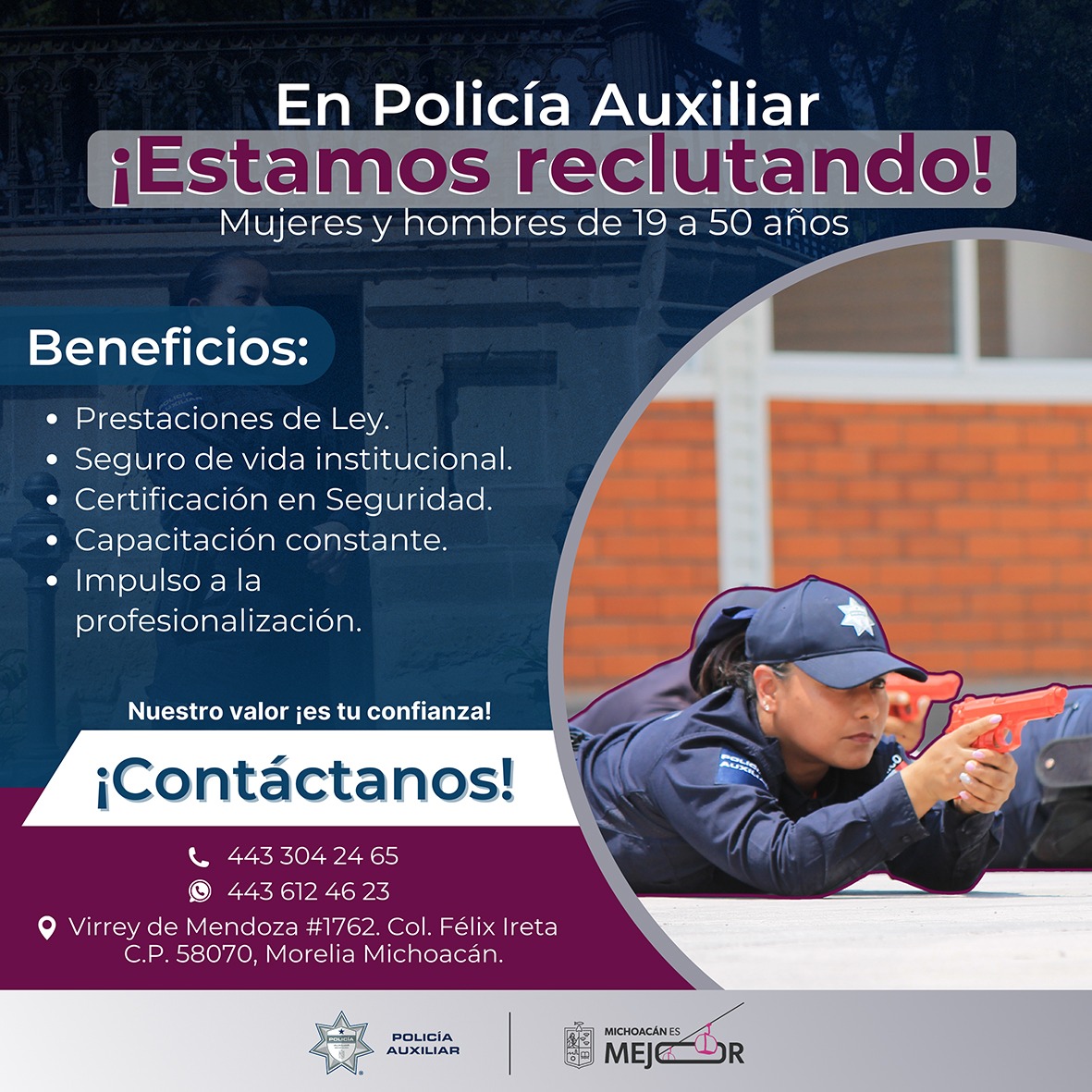 Policía Auxiliar abre convocatoria de reclutamiento 2025