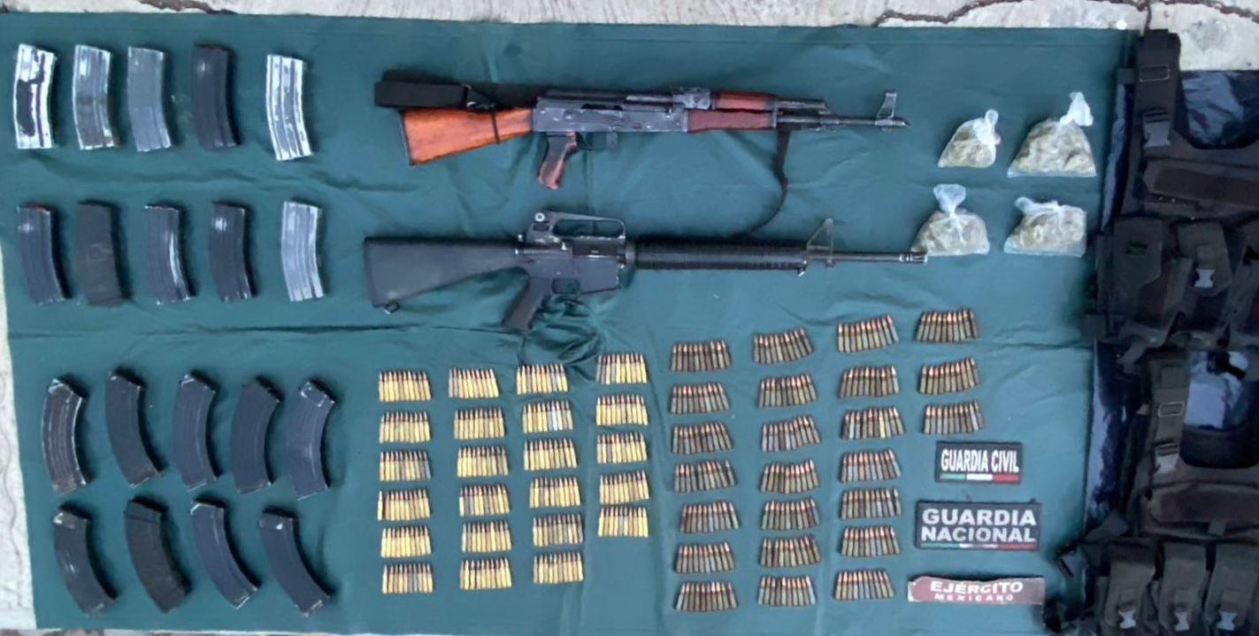 Agentes federales y estatales aseguran armas de alto poder en Apatzingán: SSP