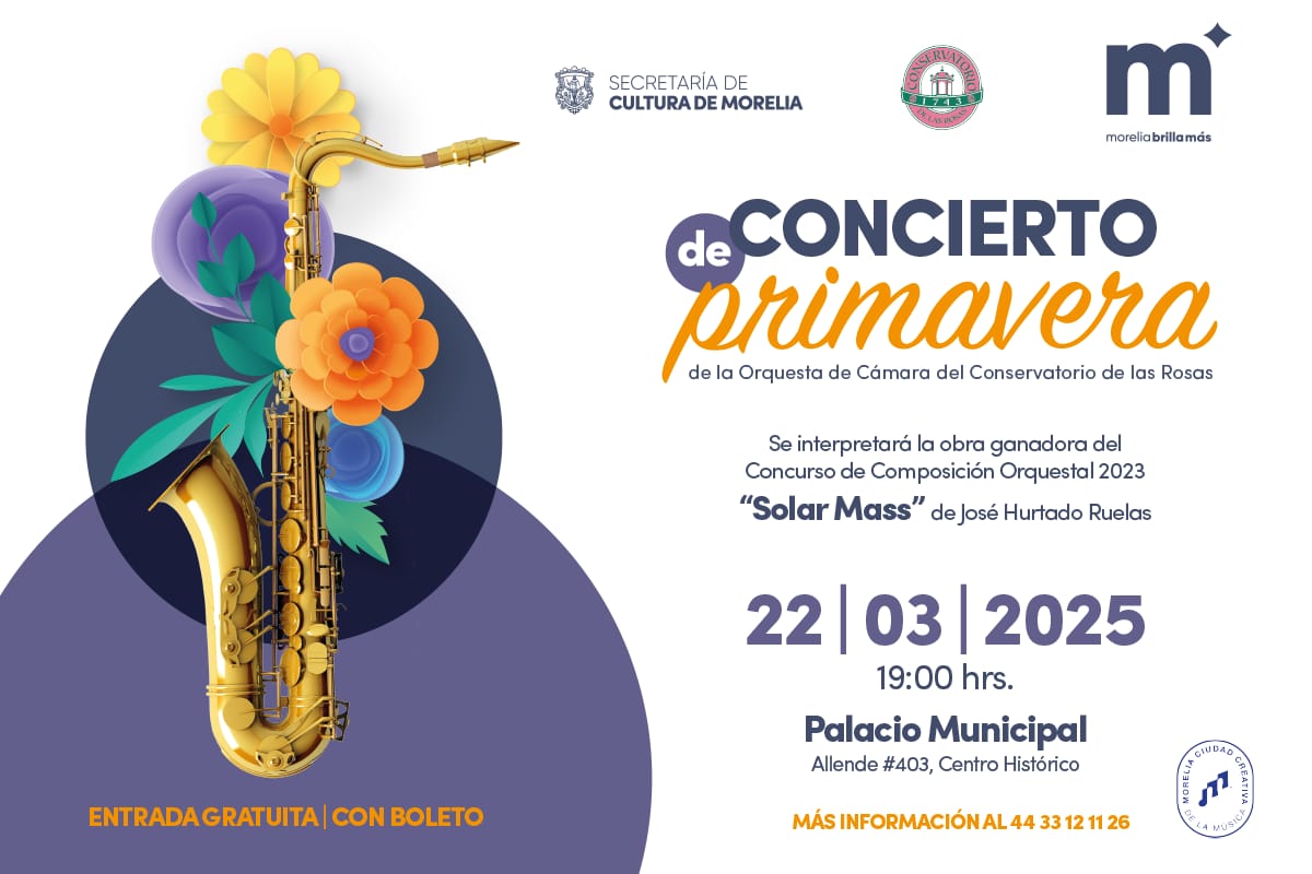 Gobierno de Morelia invita al Concierto de Primavera, en Palacio Municipal