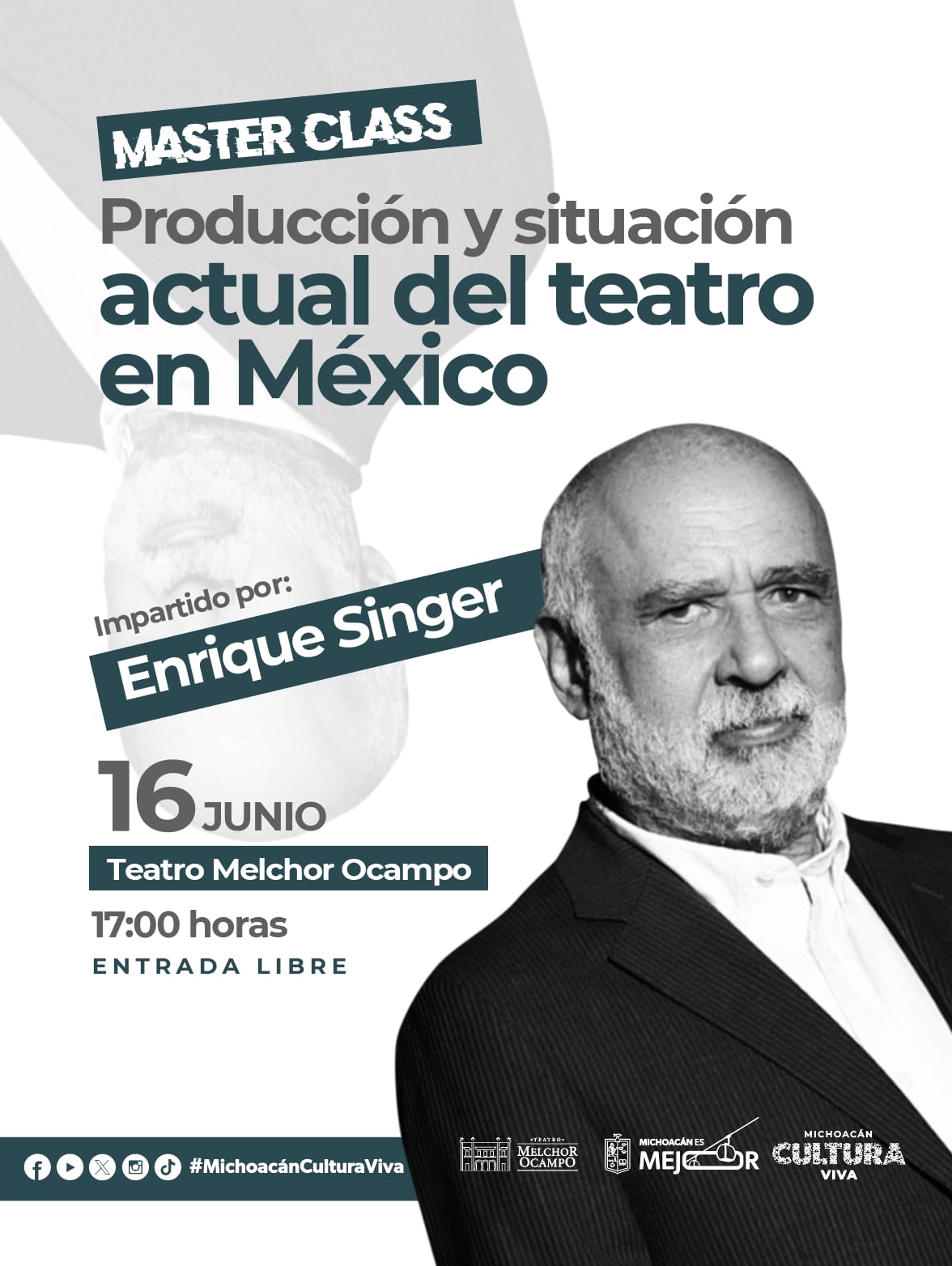 Enrique Singer llega a Morelia con clase magistral sobre teatro mexicano: Secum Enrique Singer llega a Morelia con clase magistral sobre teatro mexicano: Secum