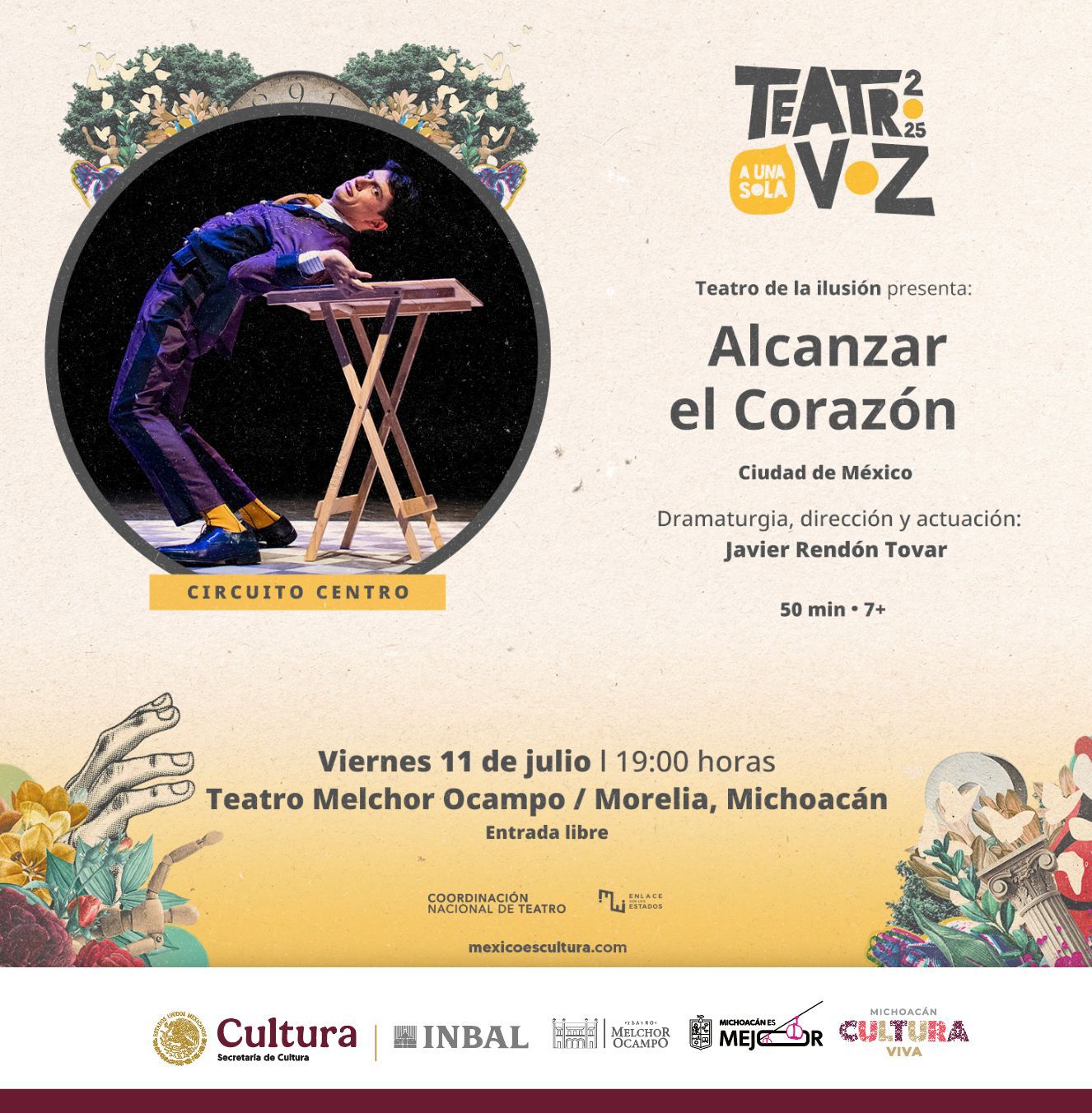 Magia, clown y amor diverso, este viernes en el Teatro Melchor Ocampo