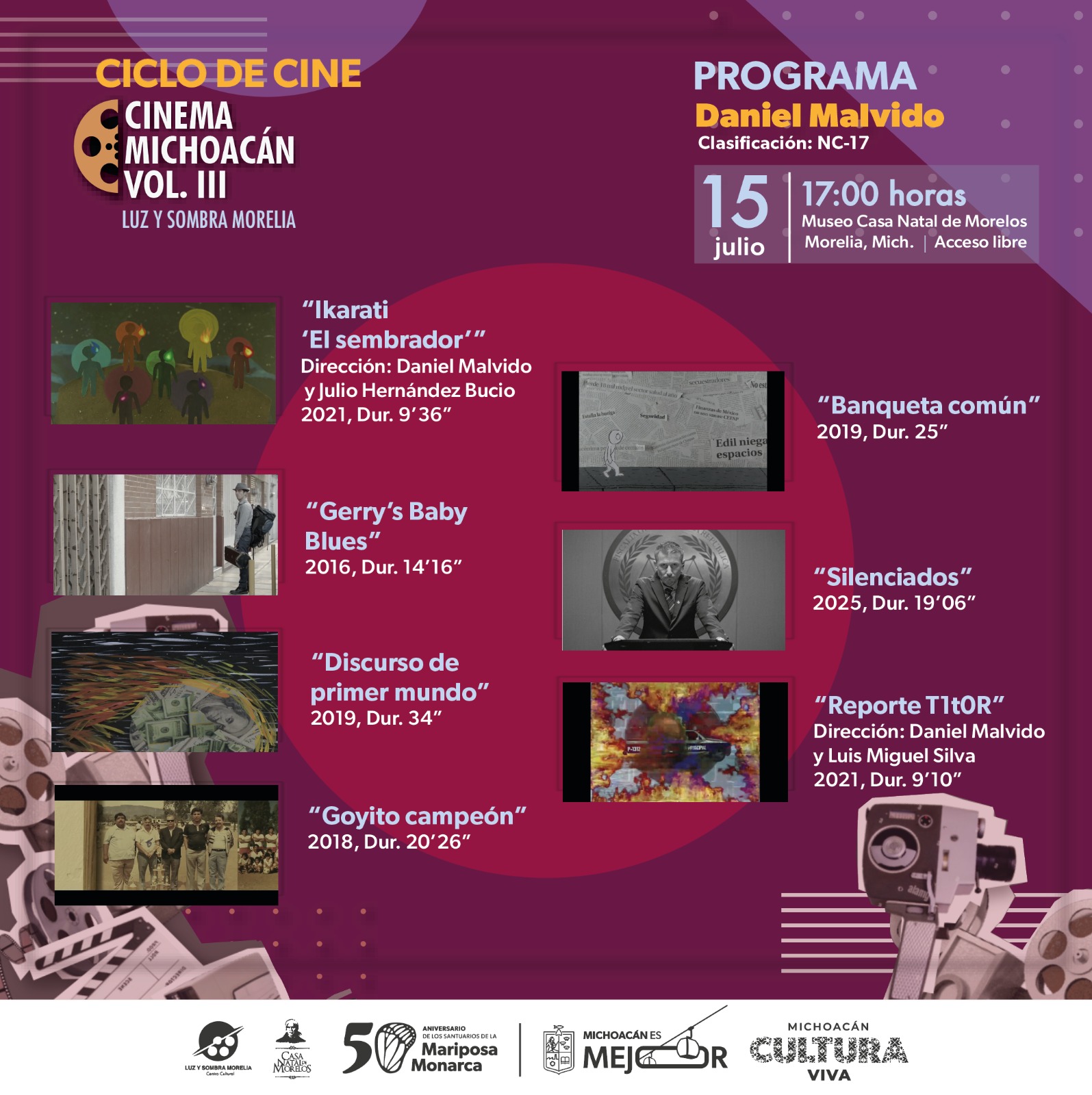Vive una tarde de cine alternativo con Secum y Casa Natal de Morelos Vive una tarde de cine alternativo con Secum y Casa Natal de Morelos