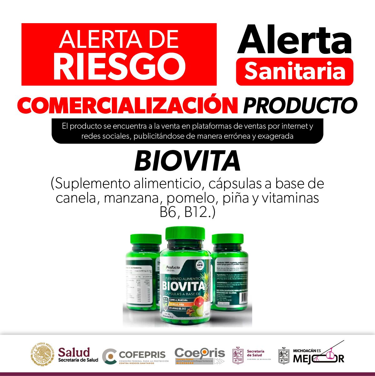 SSM emite alerta sanitaria sobre comercialización engañosa del producto Biovita SSM emite alerta sanitaria sobre comercialización engañosa del producto Biovita