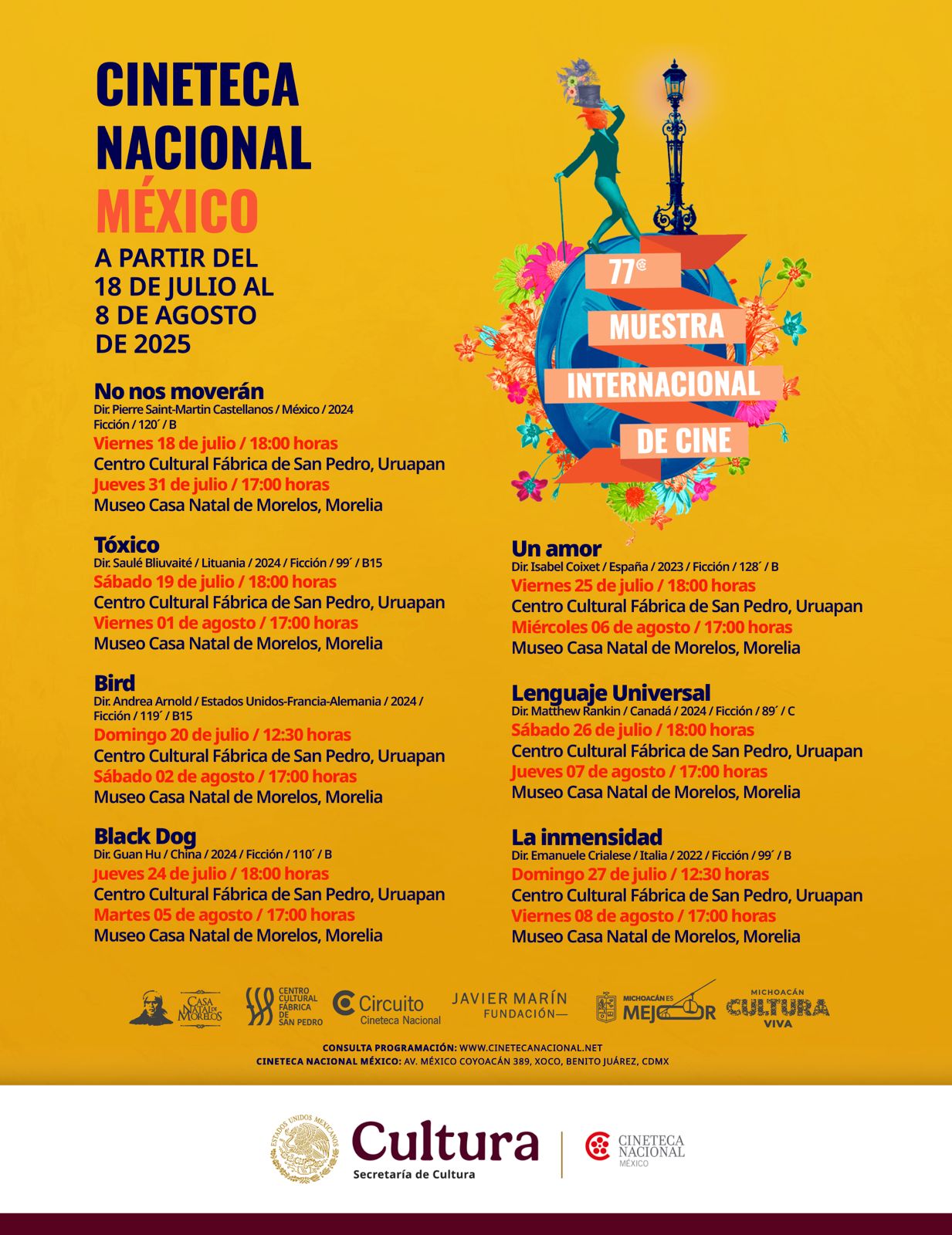 Secum presenta Muestra de la Cineteca Nacional en Morelia y Uruapan Secum presenta Muestra de la Cineteca Nacional en Morelia y Uruapan