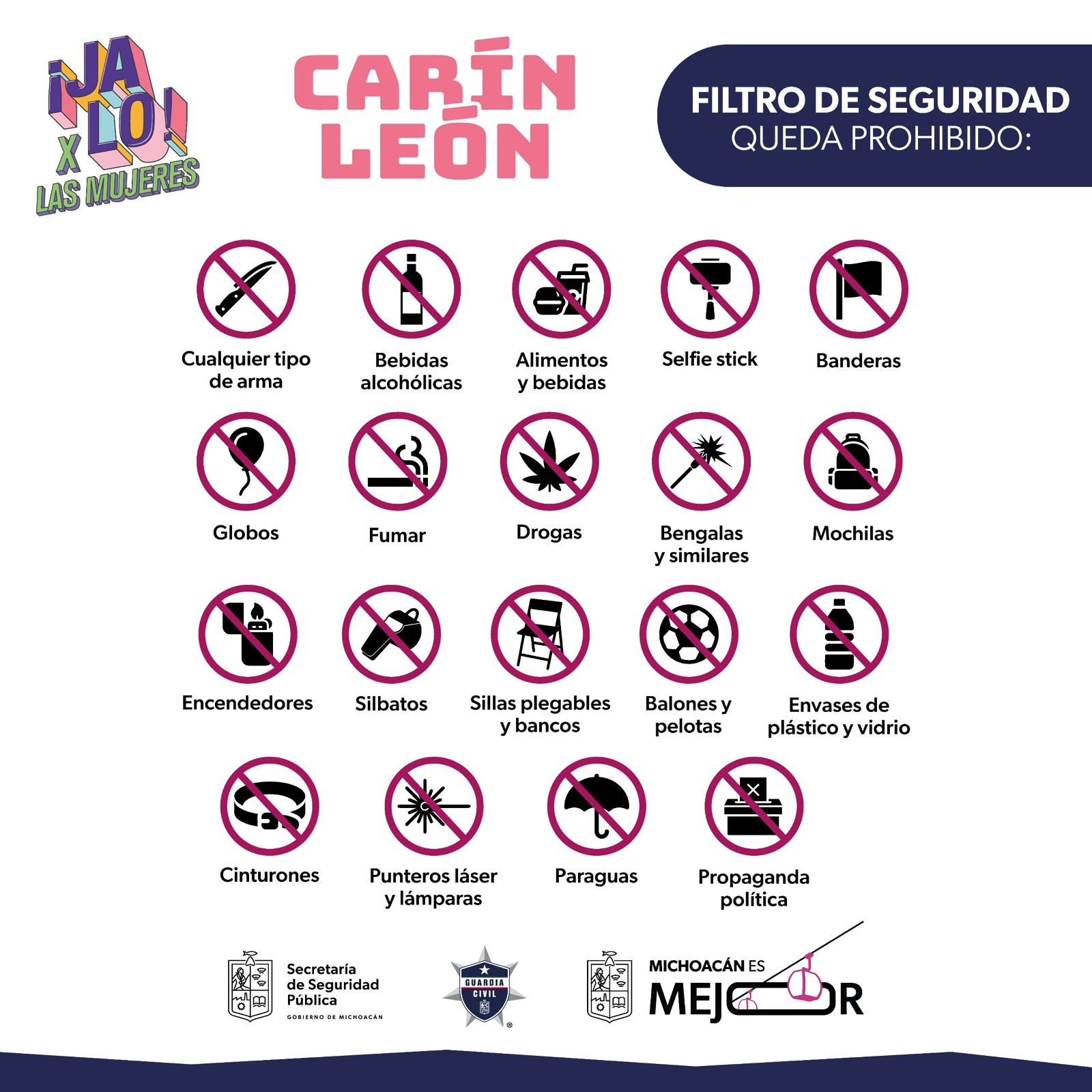 Conoce la lista de objetos que no podrás ingresar al concierto de Carín León Conoce la lista de objetos que no podrás ingresar al concierto de Carín León
