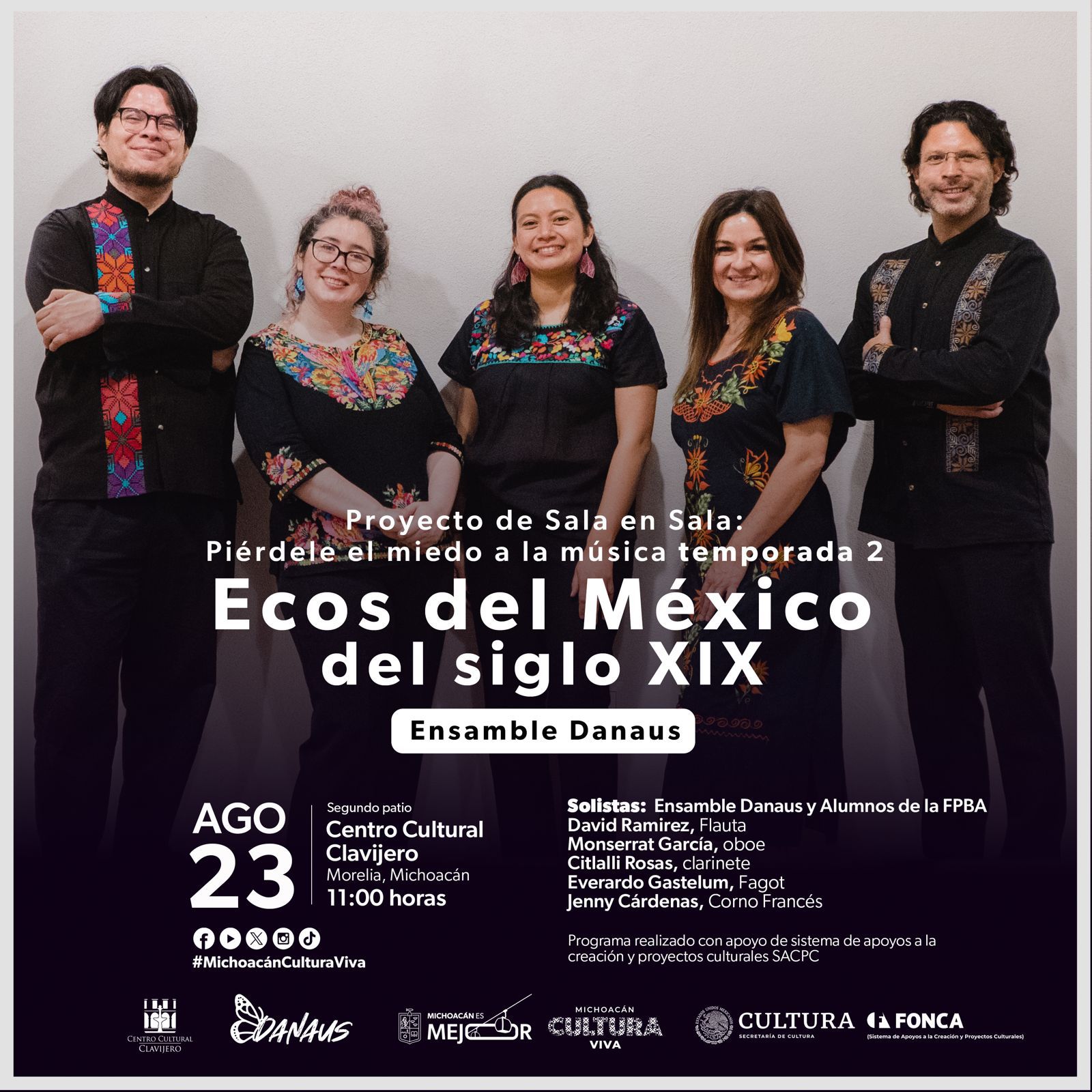 Ensamble Danaus se presenta este sábado en Clavijero: Secum Ensamble Danaus se presenta este sábado en Clavijero: Secum