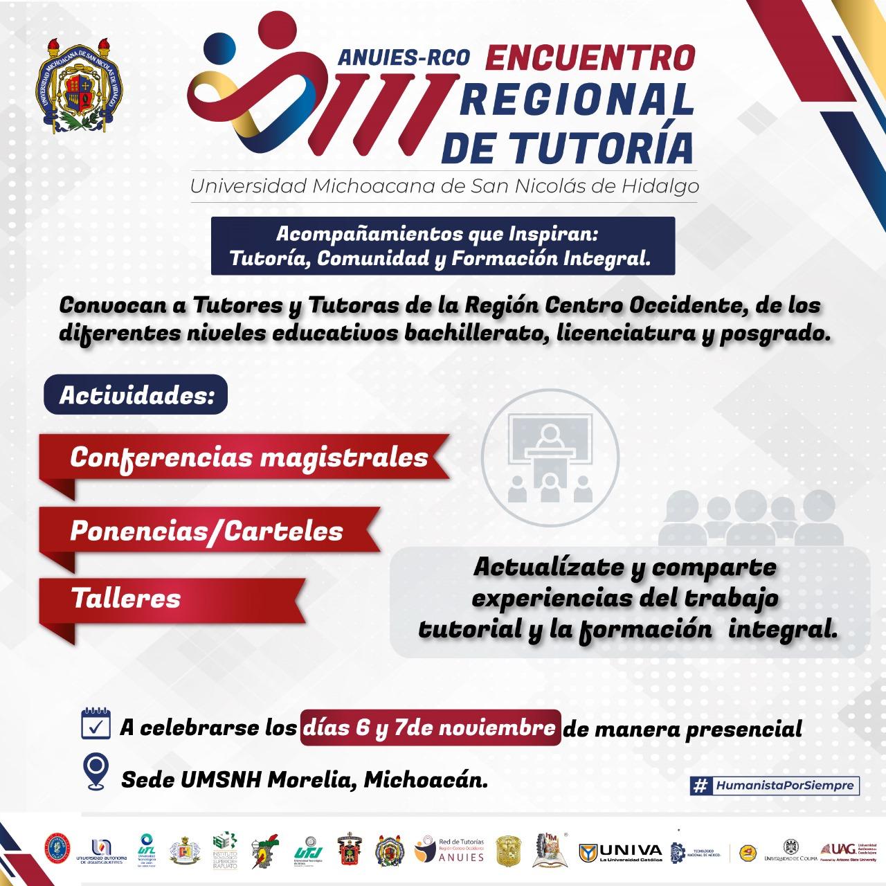 Tutoras y tutores de la Región Centro Occidente de la ANUIES se reunirán en la UMSNH Tutoras y tutores de la Región Centro Occidente de la ANUIES se reunirán en la UMSNH