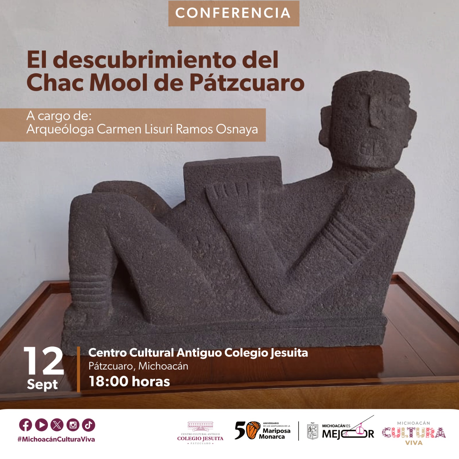 Secum invita a la conferencia que narrará el descubrimiento del Chac Mool de Pátzcuaro Secum invita a la conferencia que narrará el descubrimiento del Chac Mool de Pátzcuaro