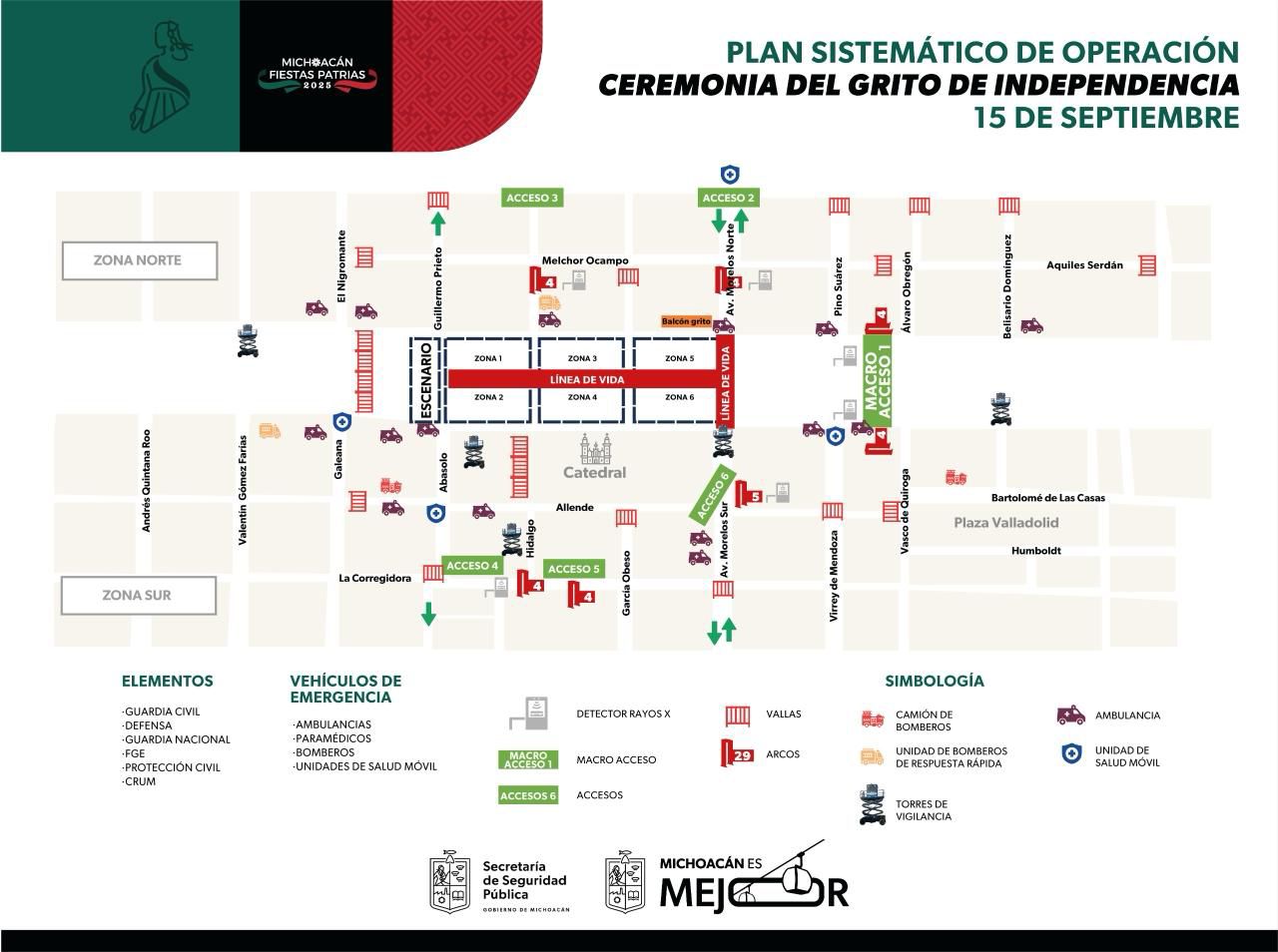 Cierres viales para las fiestas patrias en el centro de Morelia