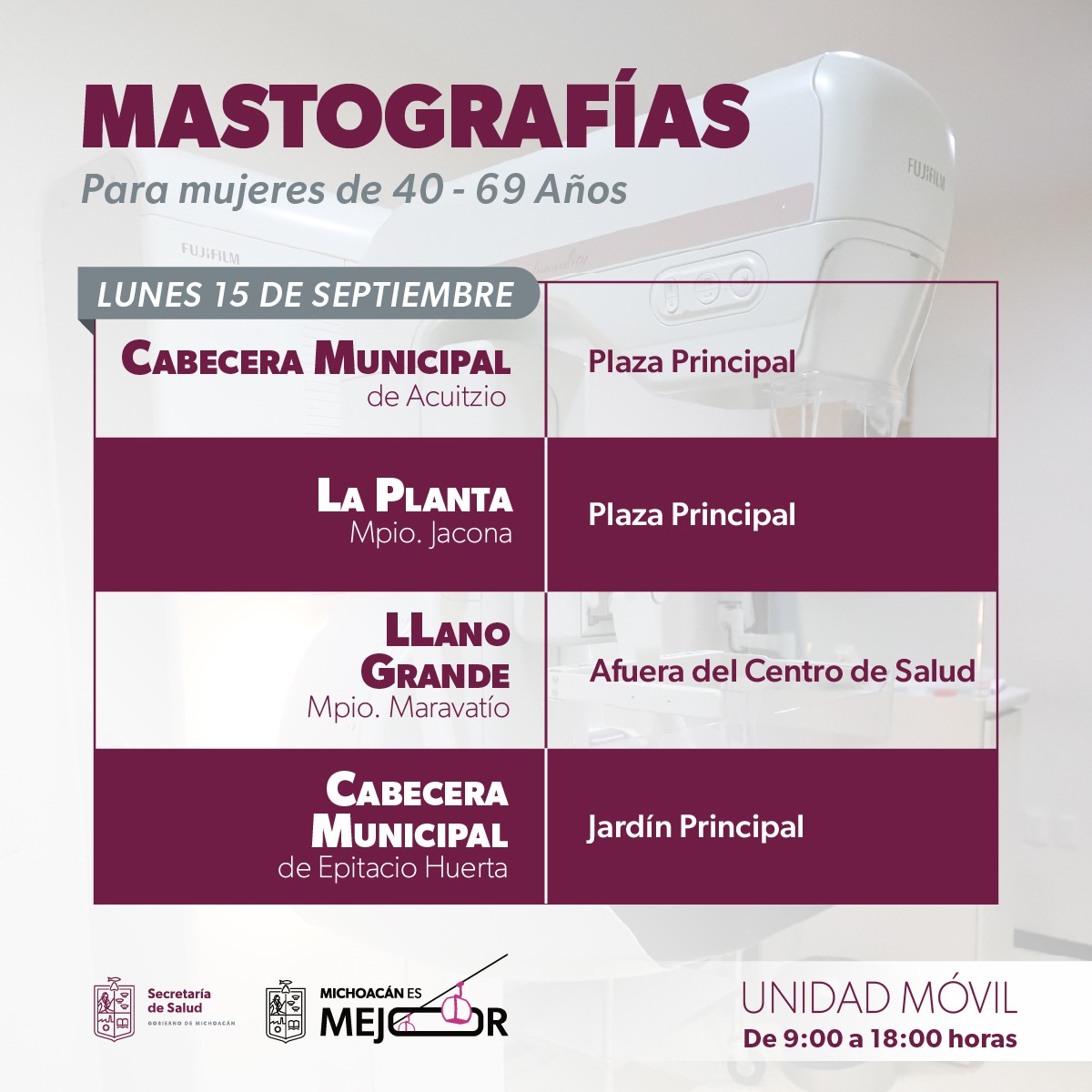 Llegan mastógrafos móviles a 8 municipios: SSM Llegan mastógrafos móviles a 8 municipios: SSM