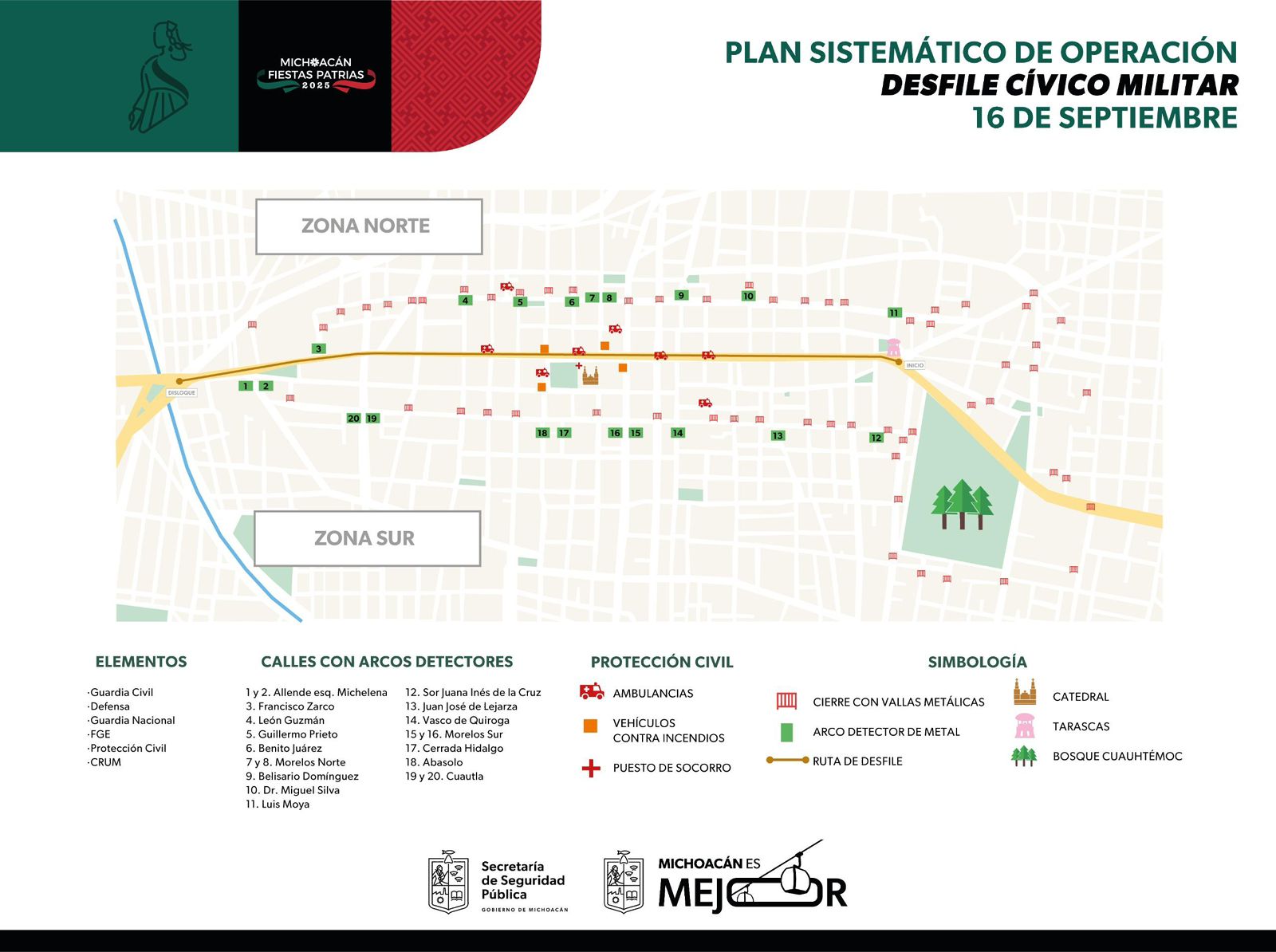 Conoce los 20 accesos con arcos detectores que habrá para el desfile del 16 de septiembre en Morelia Conoce los 20 accesos con arcos detectores que habrá para el desfile del 16 de septiembre en Morelia