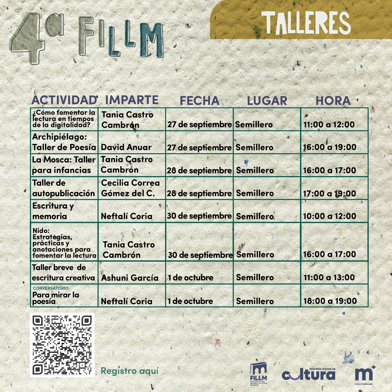SeCultura Morelia invita a los talleres gratuitos de la IV Feria del Libro SeCultura Morelia invita a los talleres gratuitos de la IV Feria del Libro