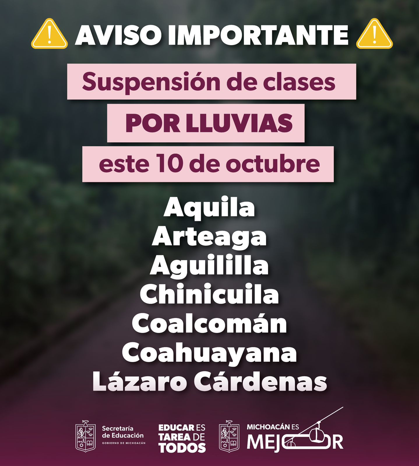 Suspensión de clases en 7 municipios de la Sierra-Costa por lluvias: Gabriela Molina Suspensión de clases en 7 municipios de la Sierra-Costa por lluvias: Gabriela Molina