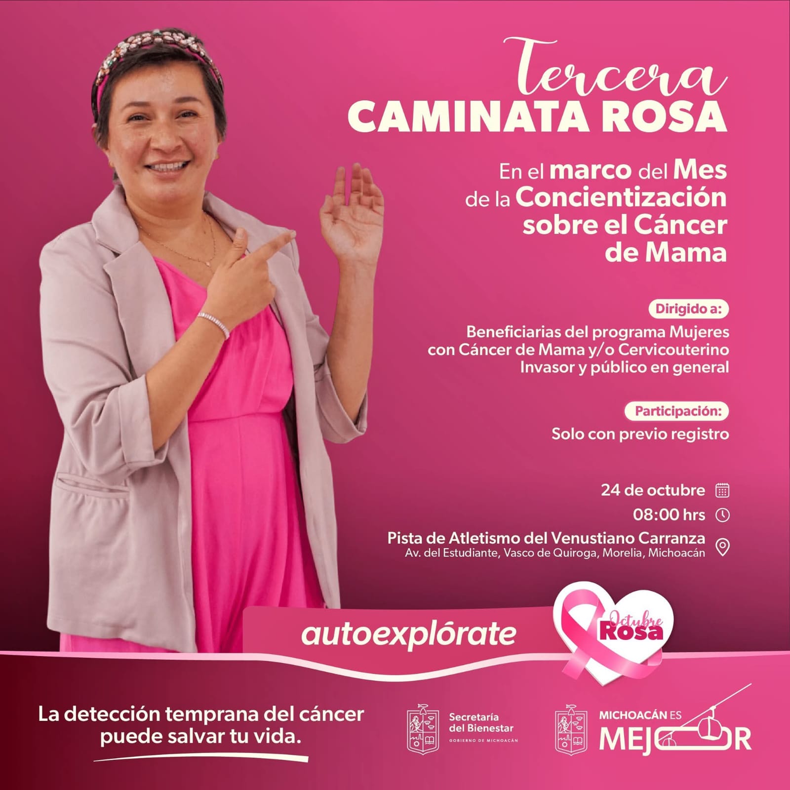 Convoca Sedebi a la tercera edición de la Caminata Rosa Convoca Sedebi a la tercera edición de la Caminata Rosa