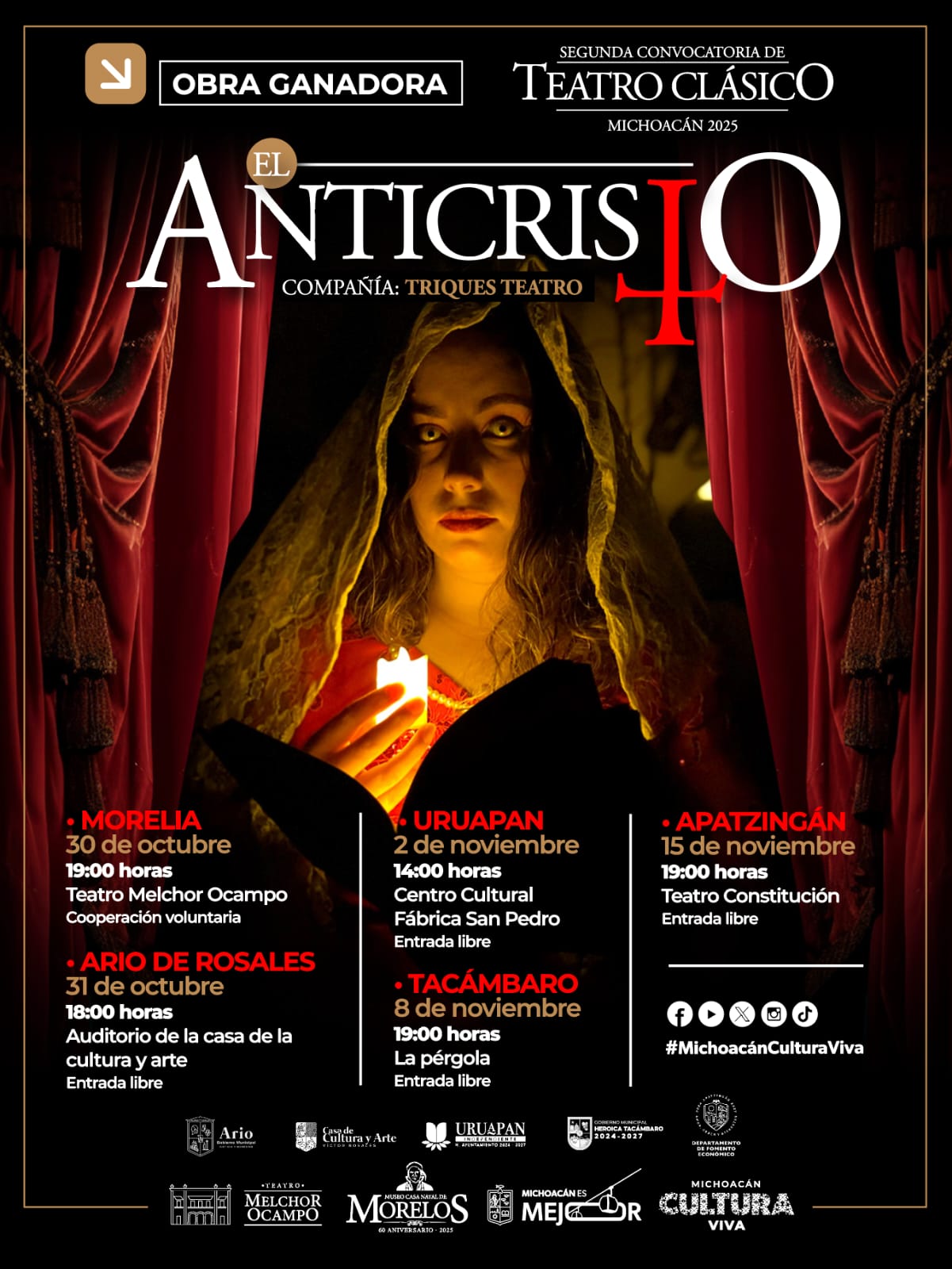 “El Anticristo”, obra ganadora de Teatro Clásico, inicia gira por Michoacán: Secum