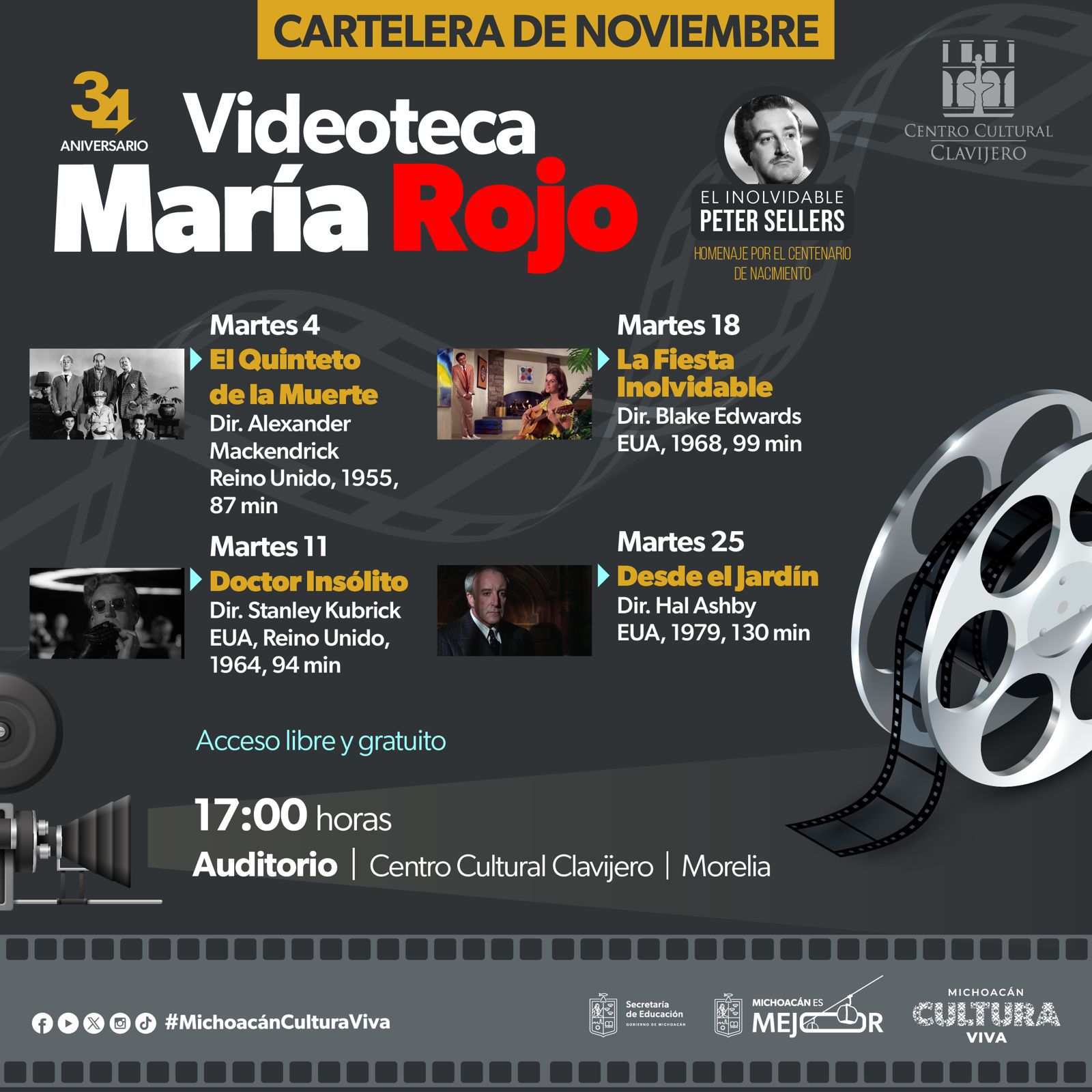 Videoteca María Rojo rinde homenaje al genio cómico Peter Sellers en Clavijero: Secum