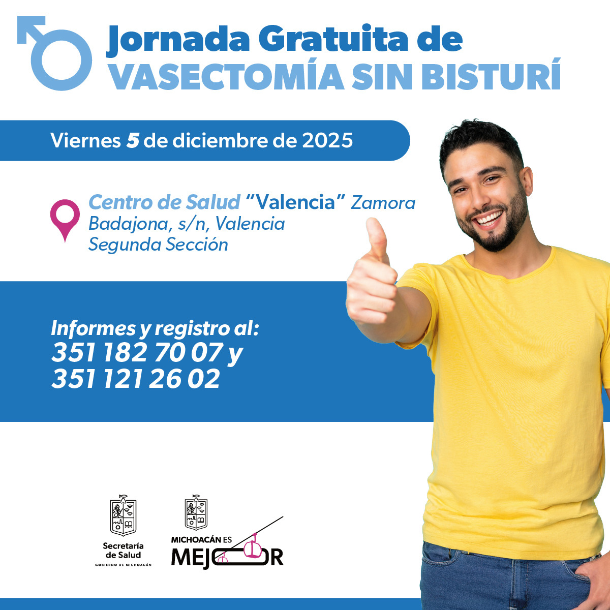 Anuncia SSM jornada de vasectomía sin bisturí gratuita en Zamora Anuncia SSM jornada de vasectomía sin bisturí gratuita en Zamora