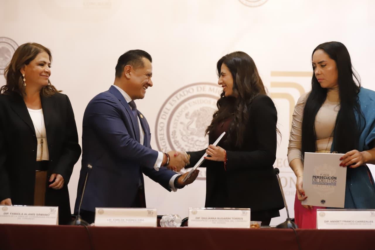 Recibe Congreso del Estado de la FGE el Plan de Persecución del Delito 2025-2034