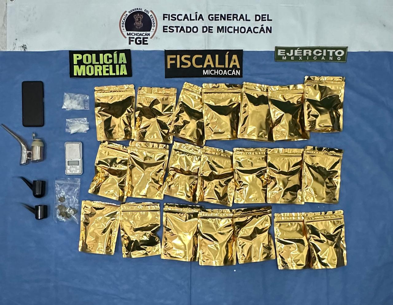 Fiscalía General catea inmueble, asegura droga y detiene a una persona, en Morelia