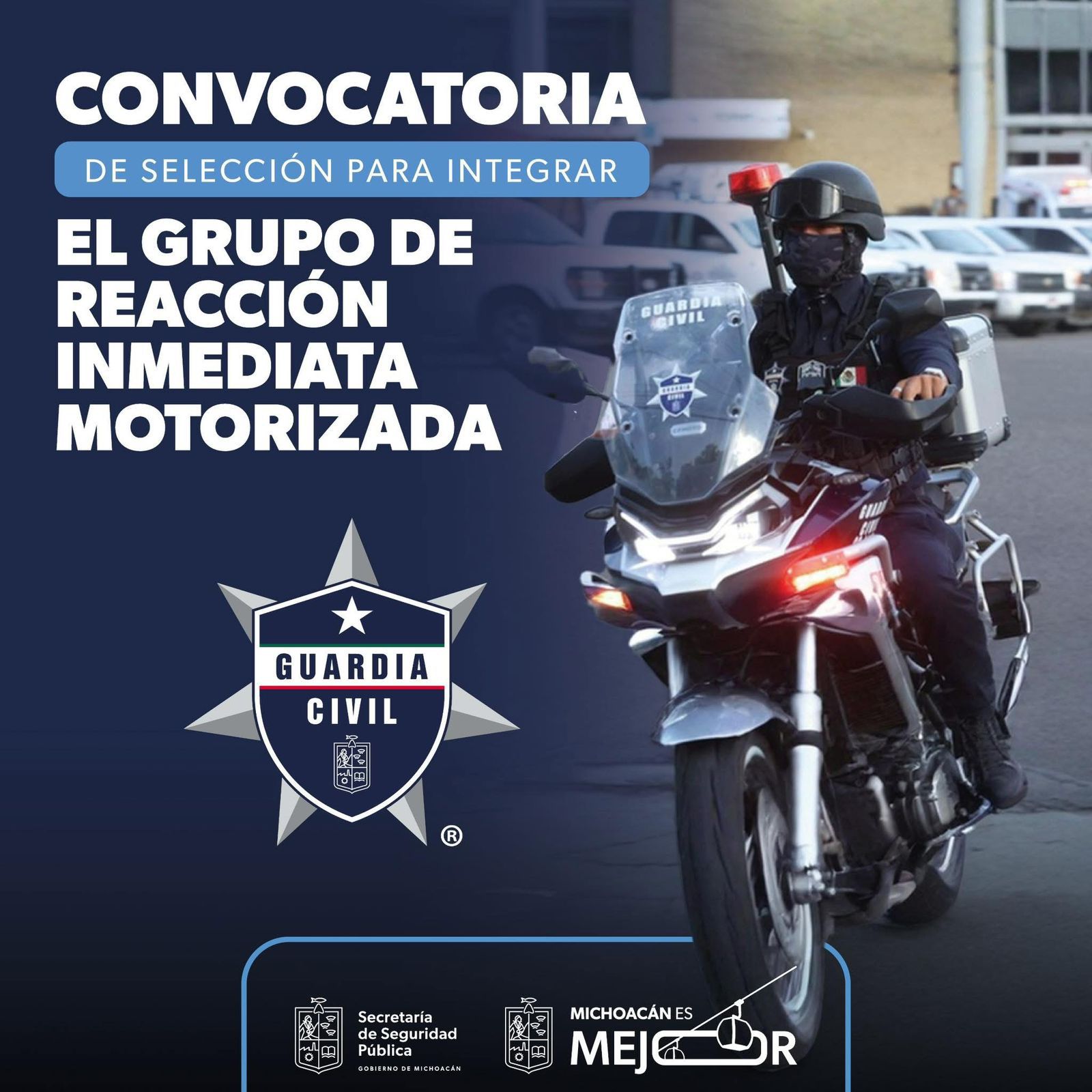 Abre SSP convocatoria para integrar el Grupo de Reacción Inmediata Motorizado Abre SSP convocatoria para integrar el Grupo de Reacción Inmediata Motorizado
