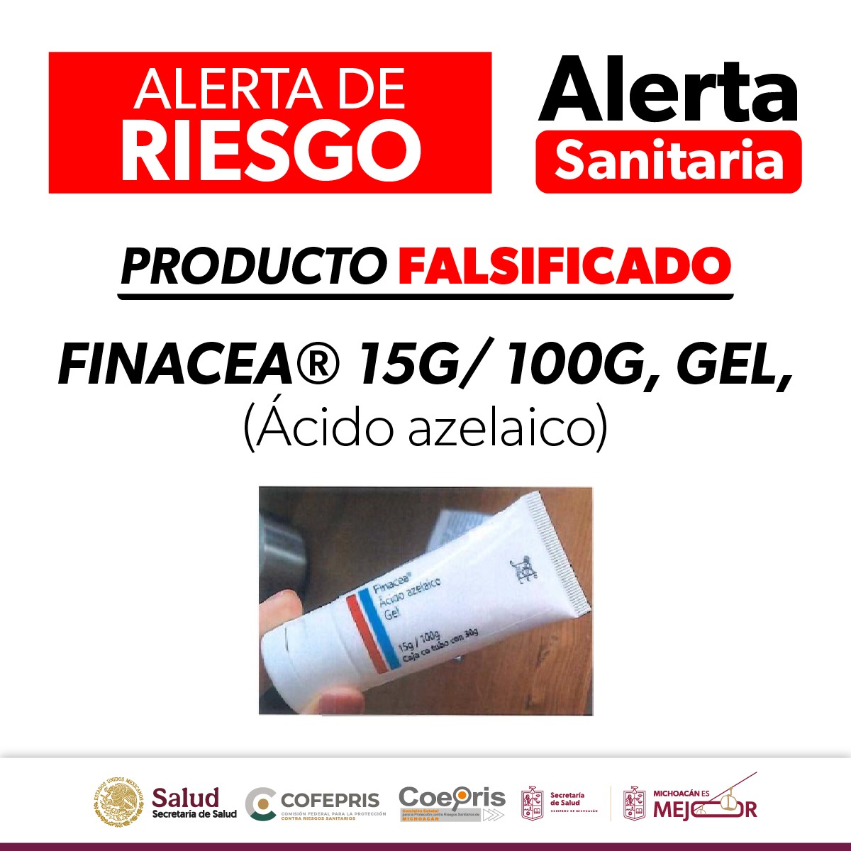 Cofepris emite alerta sanitaria por falsificación de medicamento Finacea®️ Cofepris emite alerta sanitaria por falsificación de medicamento Finacea®️