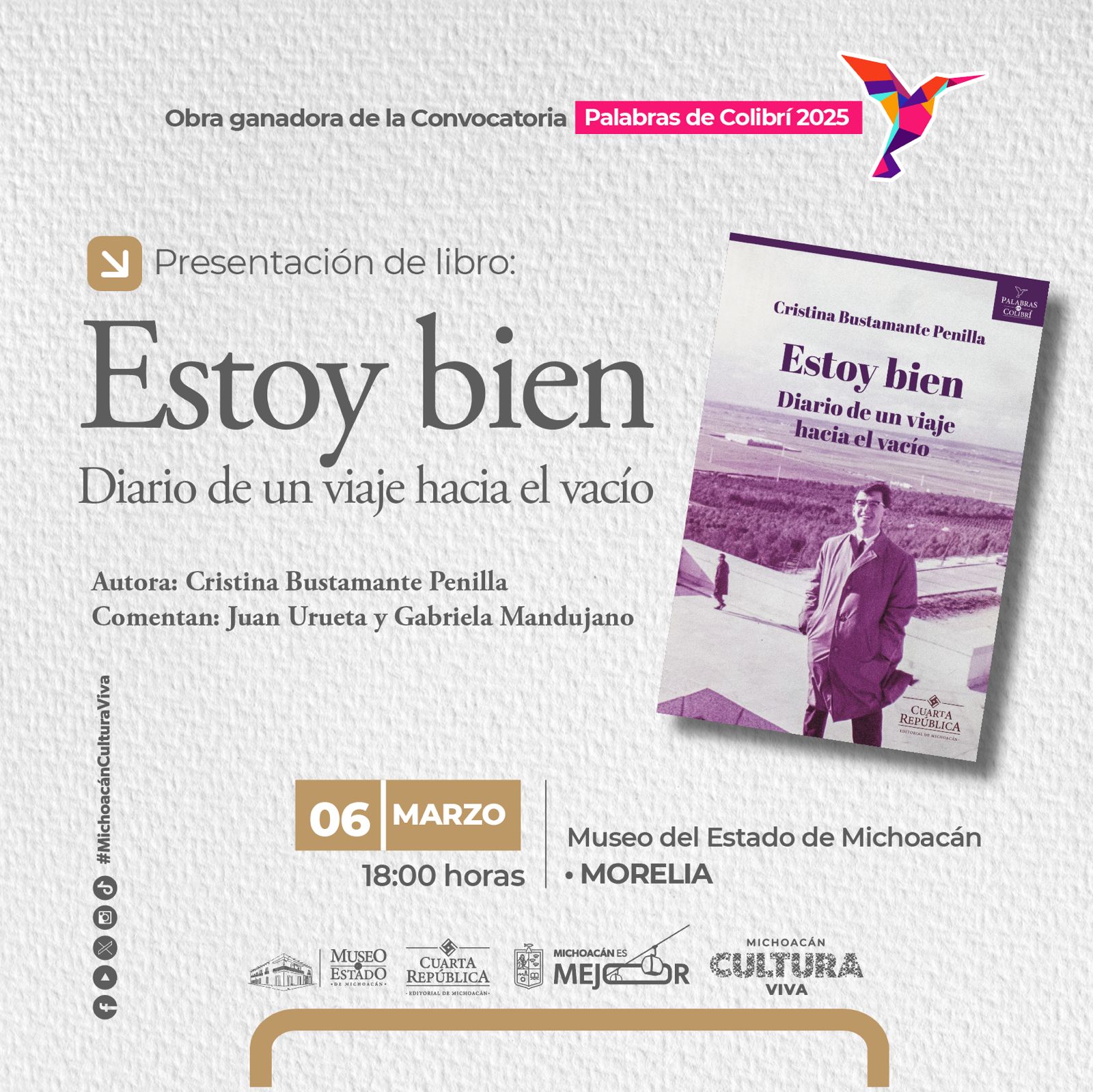 Secum presenta libro de crónica sobre el duelo y la memoria; obra ganadora de Palabras de Colibrí Secum presenta libro de crónica sobre el duelo y la memoria; obra ganadora de Palabras de Colibrí