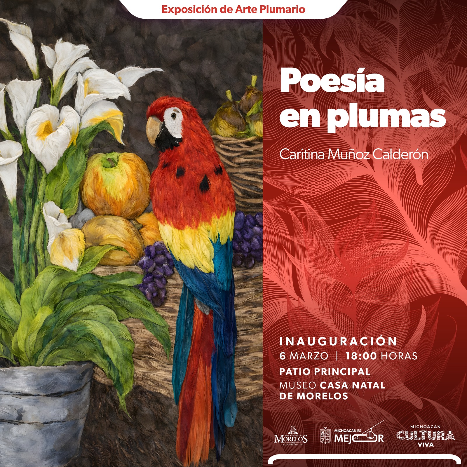 La delicadeza del arte plumario llega al Museo Casa Natal de Morelos