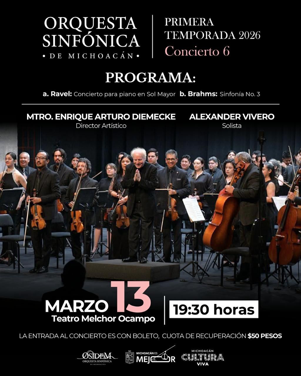 Osidem presentará obras de Ravel y Brahms en el Teatro Melchor Ocampo