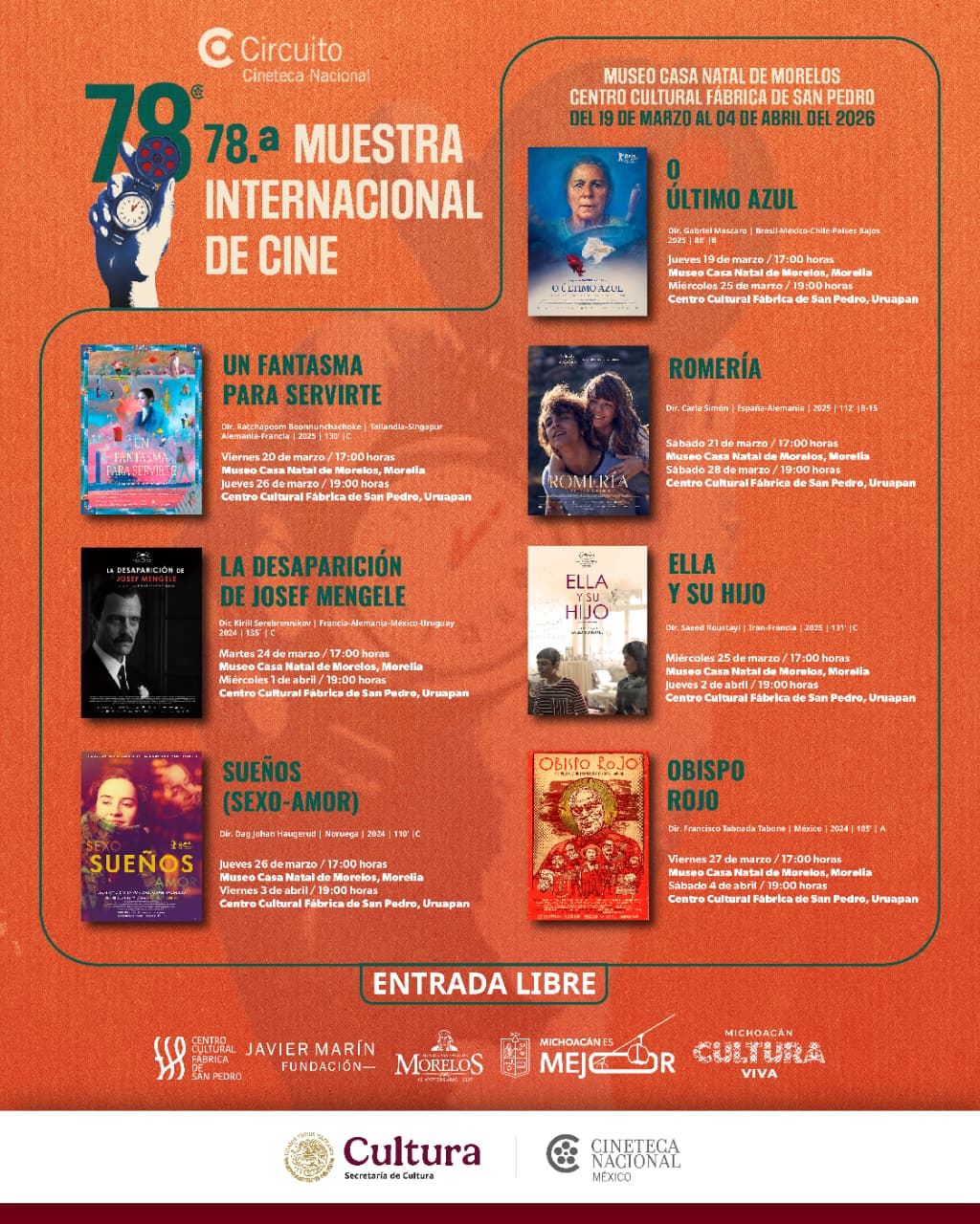 Este jueves inicia la 78 Muestra de la Cineteca Nacional