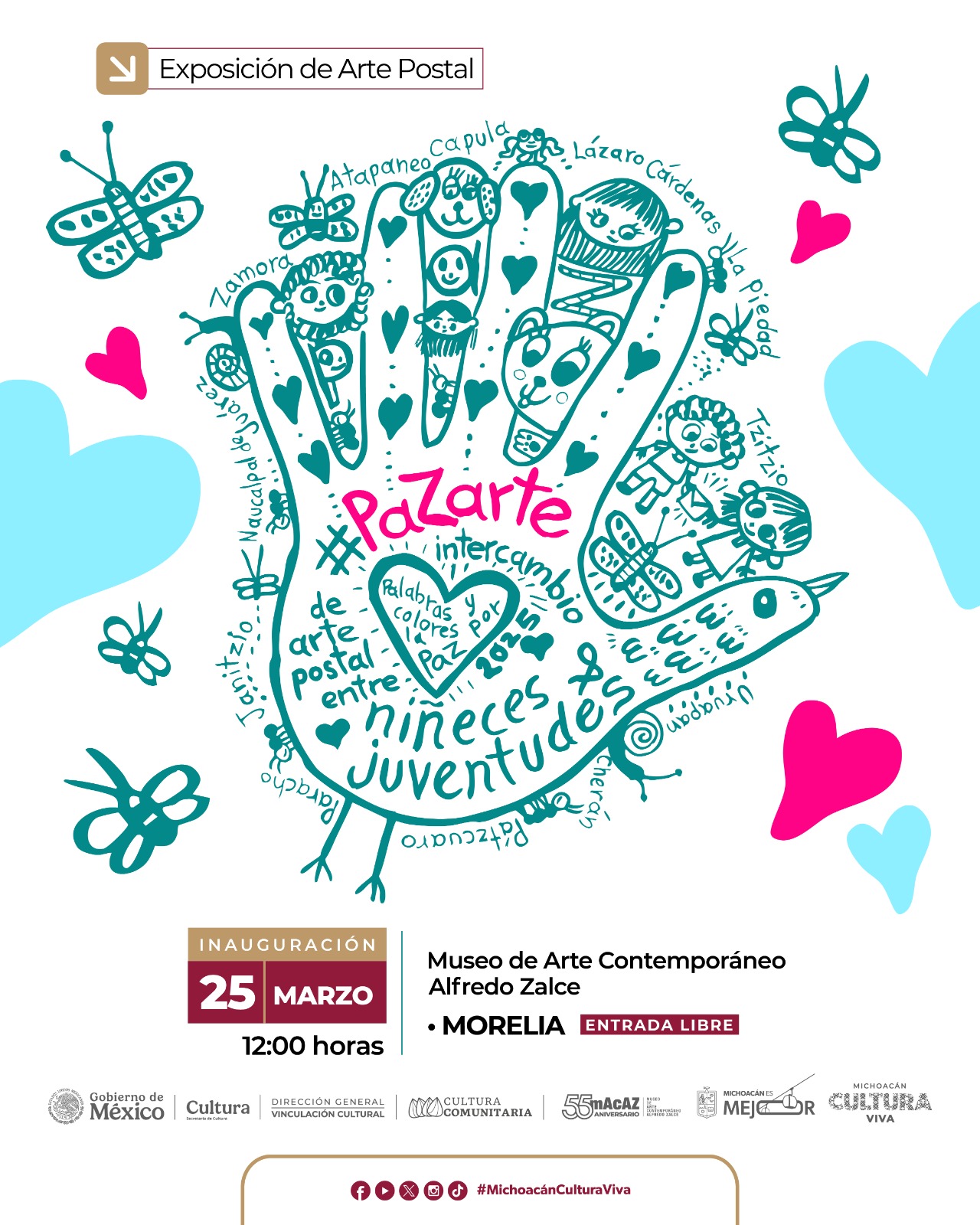 Arte postal llega al MACAZ; muestra reúne el talento de infancias y juventudes de 8 municipios