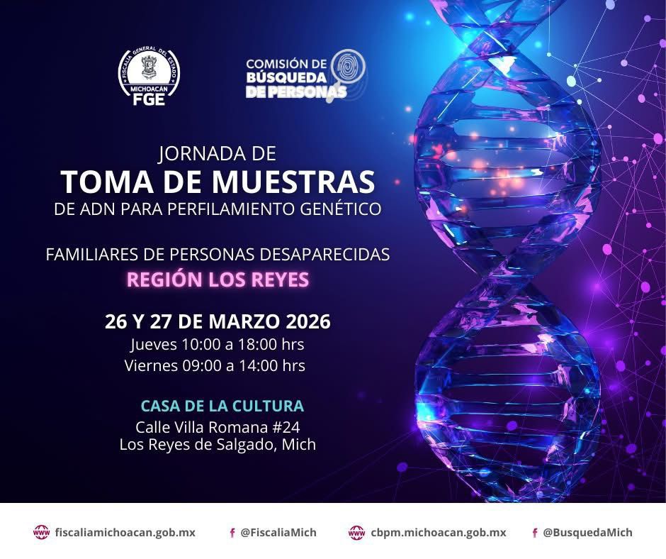 Promueve Fiscal General Torres Piña, jornada de toma de muestras de ADN en Los Reyes