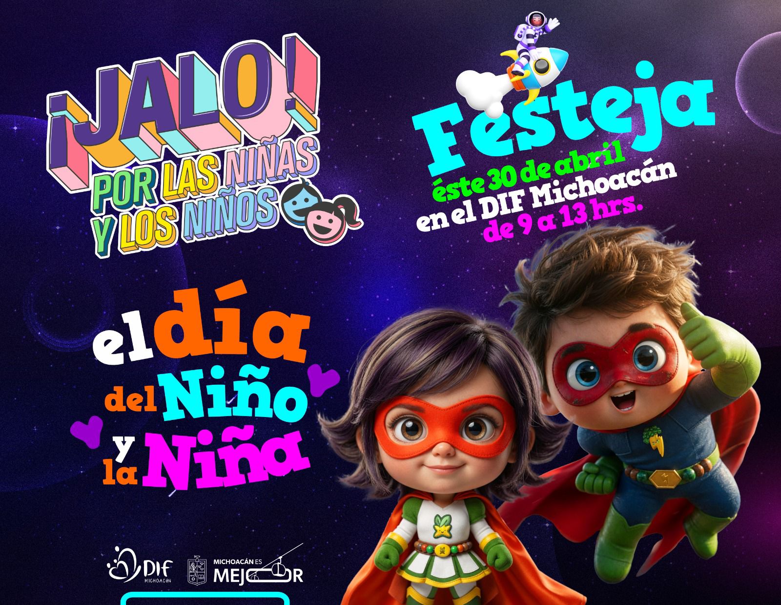 ¡Jalo por las Niñas y Niños! Brincolines, botargas y sorpresas este 30 de abril en el DIF Michoacán