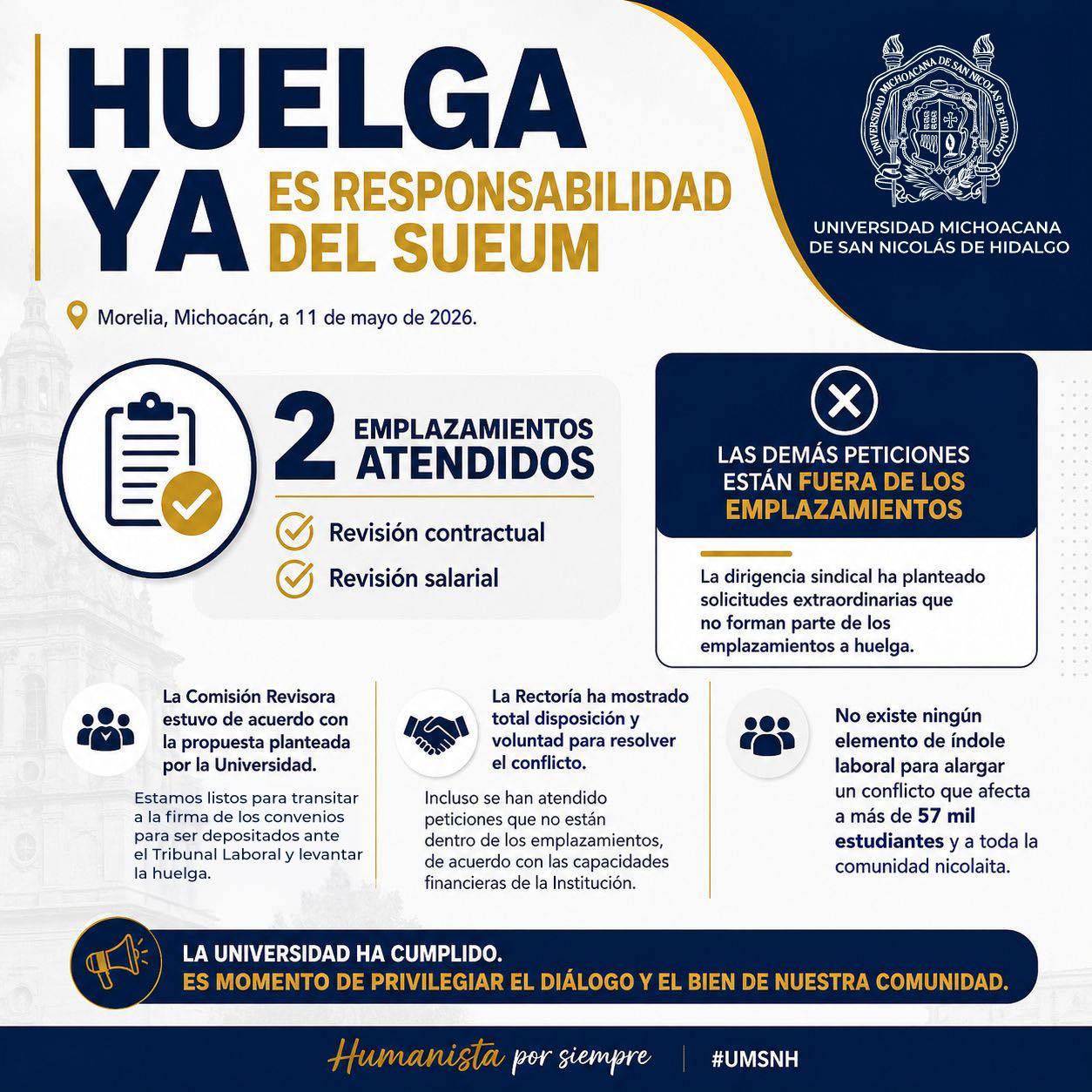 Huelga ya es responsabilidad del SUEUM