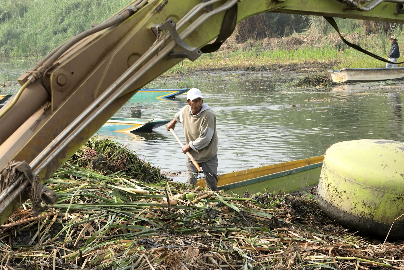 Avanza limpieza de canales en el lago de Pátzcuaro; empleos temporales devuelven su vida: ARB