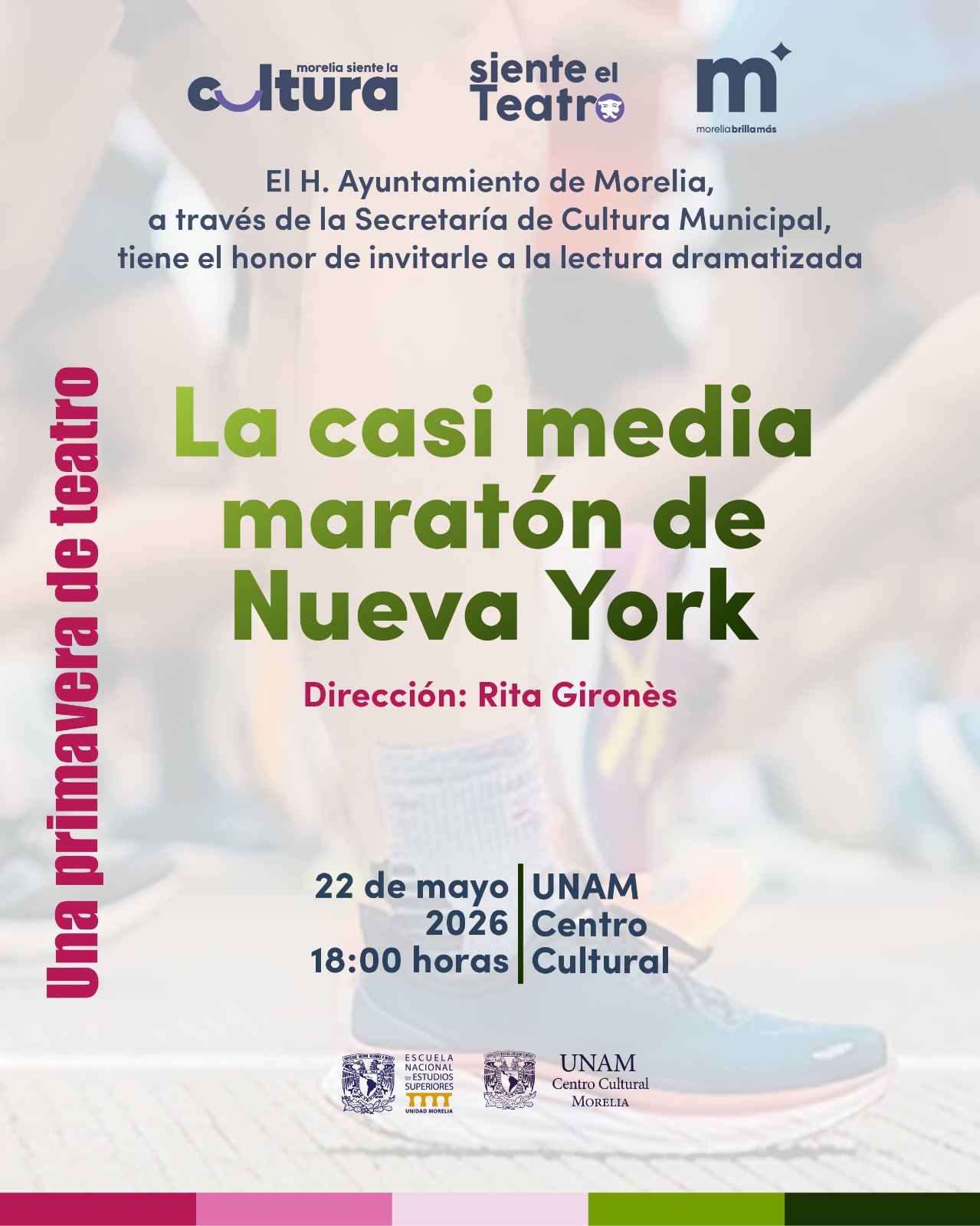 Invita SeCultura a la puesta en escena “La casi media maratón de Nueva York”