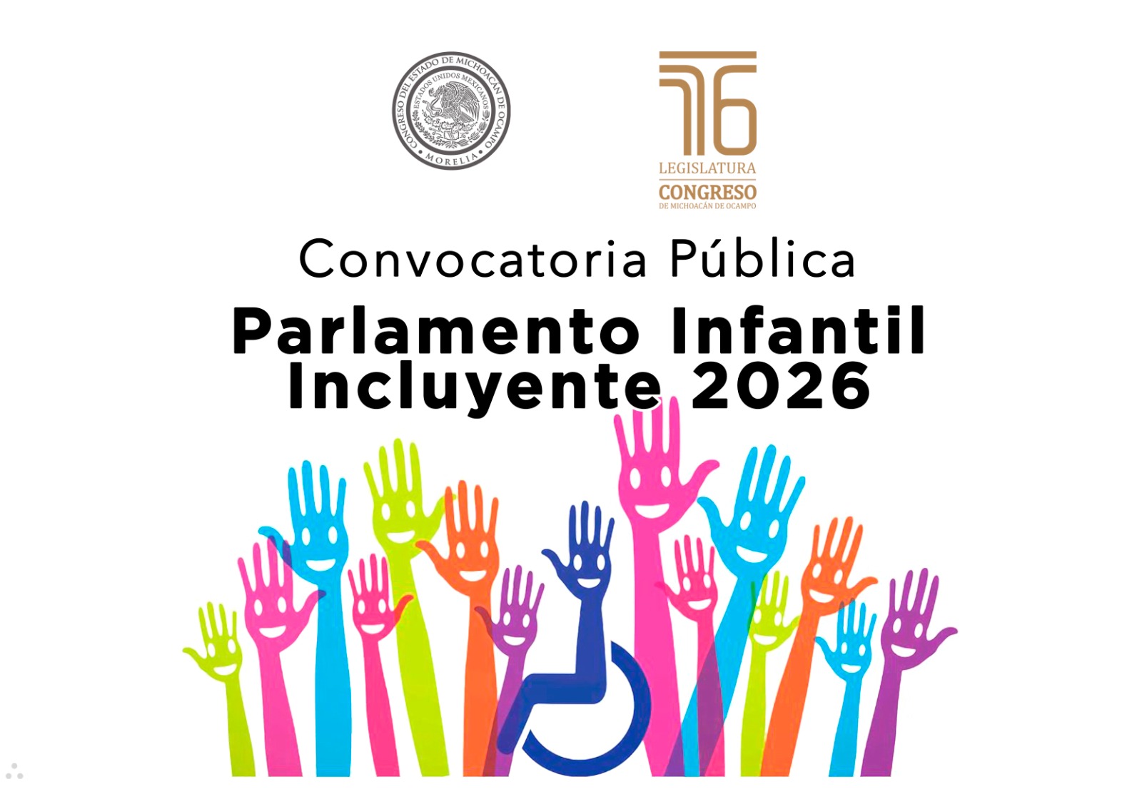 El Congreso del Estado invita a menores de 9 a 12 años al Parlamento Infantil Incluyente 2026