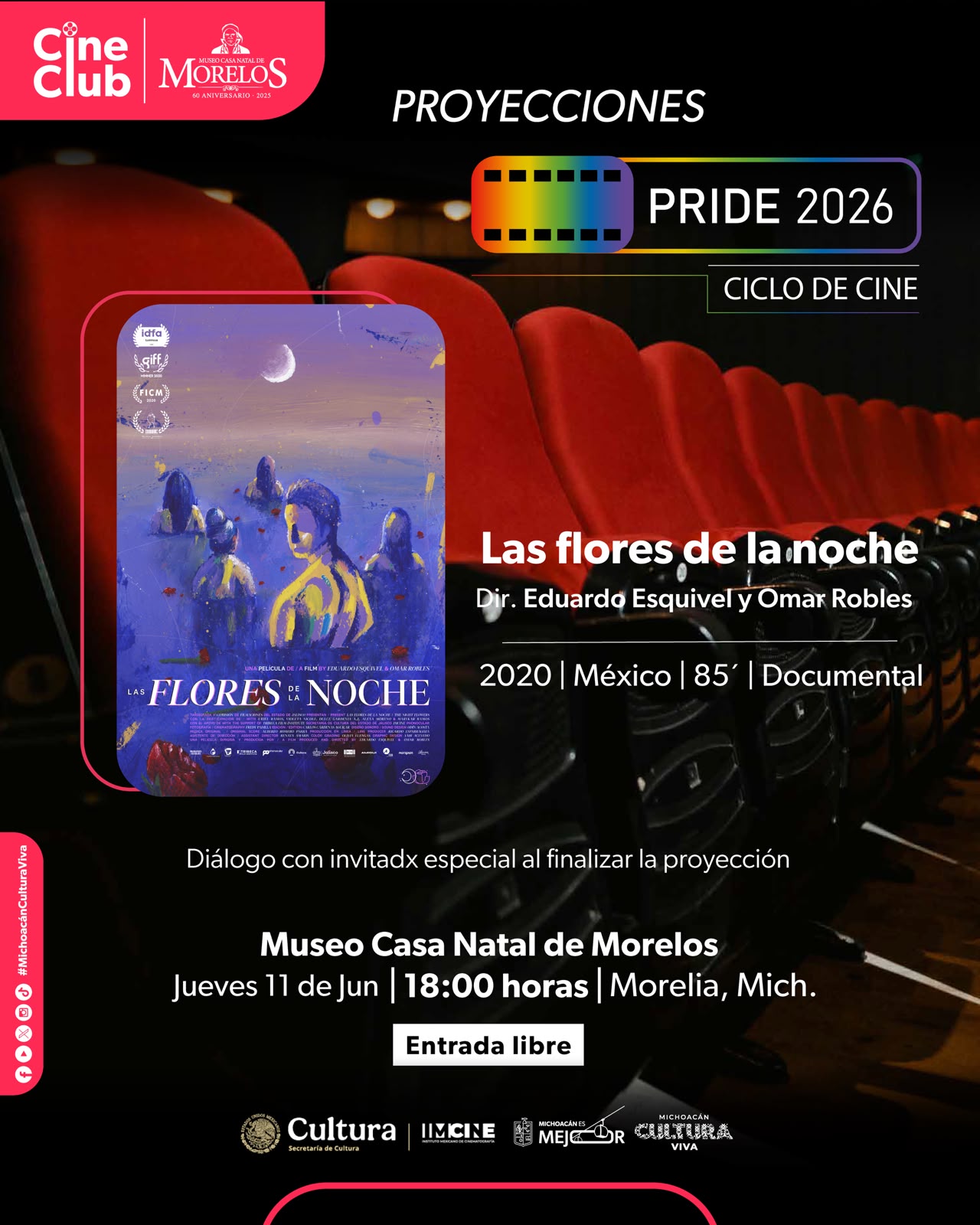 Secum celebra el Mes del Orgullo con el Ciclo de Cine Pride 2026 en la Casa Natal Morelos