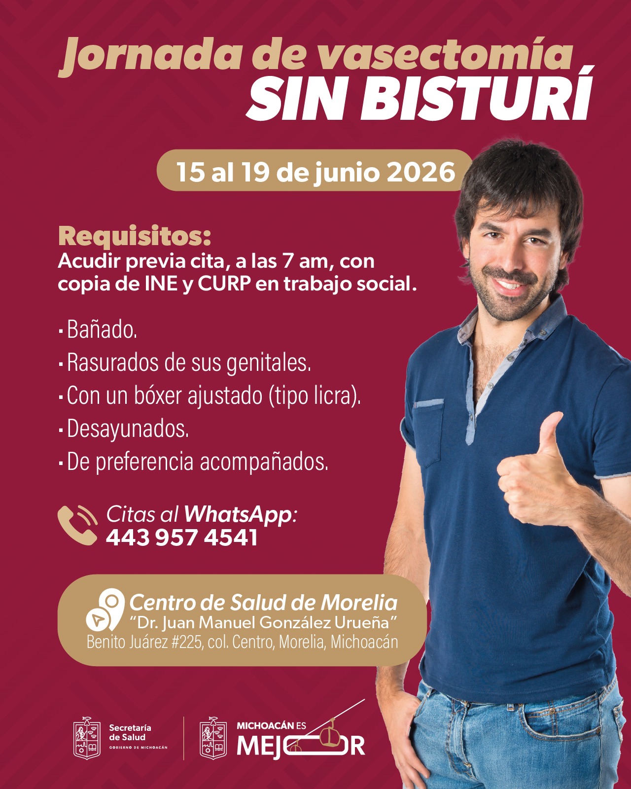 Habrá jornada de vasectomía gratuita en Morelia; conoce las fechas y requisitos: SSM Habrá jornada de vasectomía gratuita en Morelia; conoce las fechas y requisitos: SSM